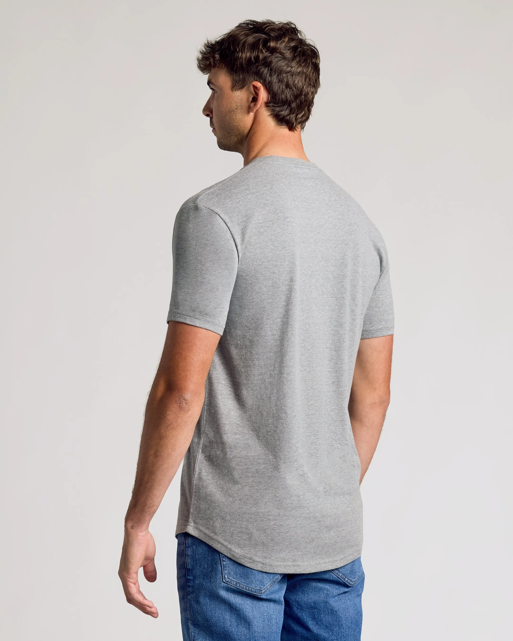 Heather Gray Short Sleeve Tall Curved Hem Crew sold by True Classic product image thumbnail 3