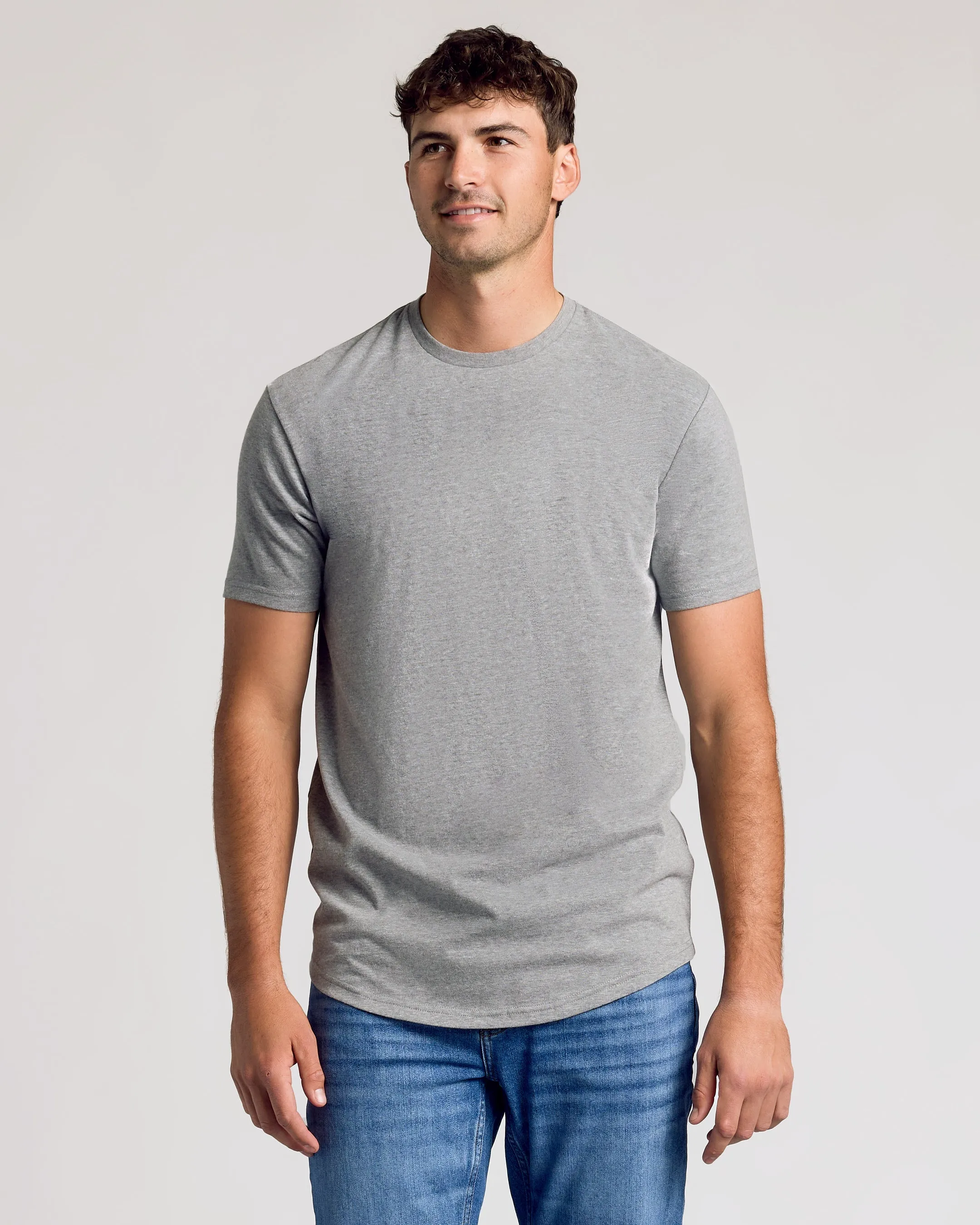 Heather Gray Short Sleeve Tall Curved Hem Crew sold by True Classic product image thumbnail 4