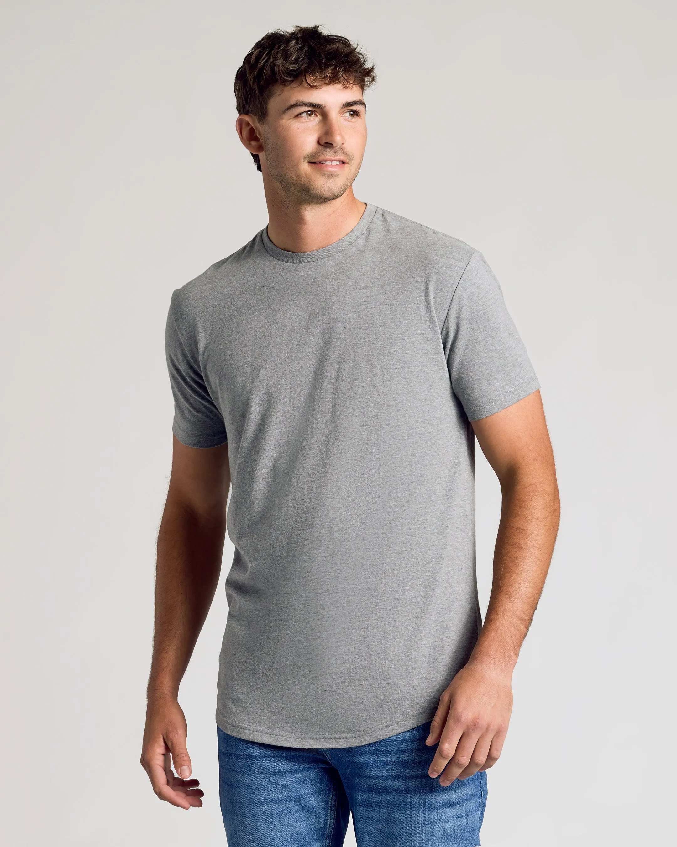 Heather Gray Short Sleeve Tall Curved Hem Crew sold by True Classic