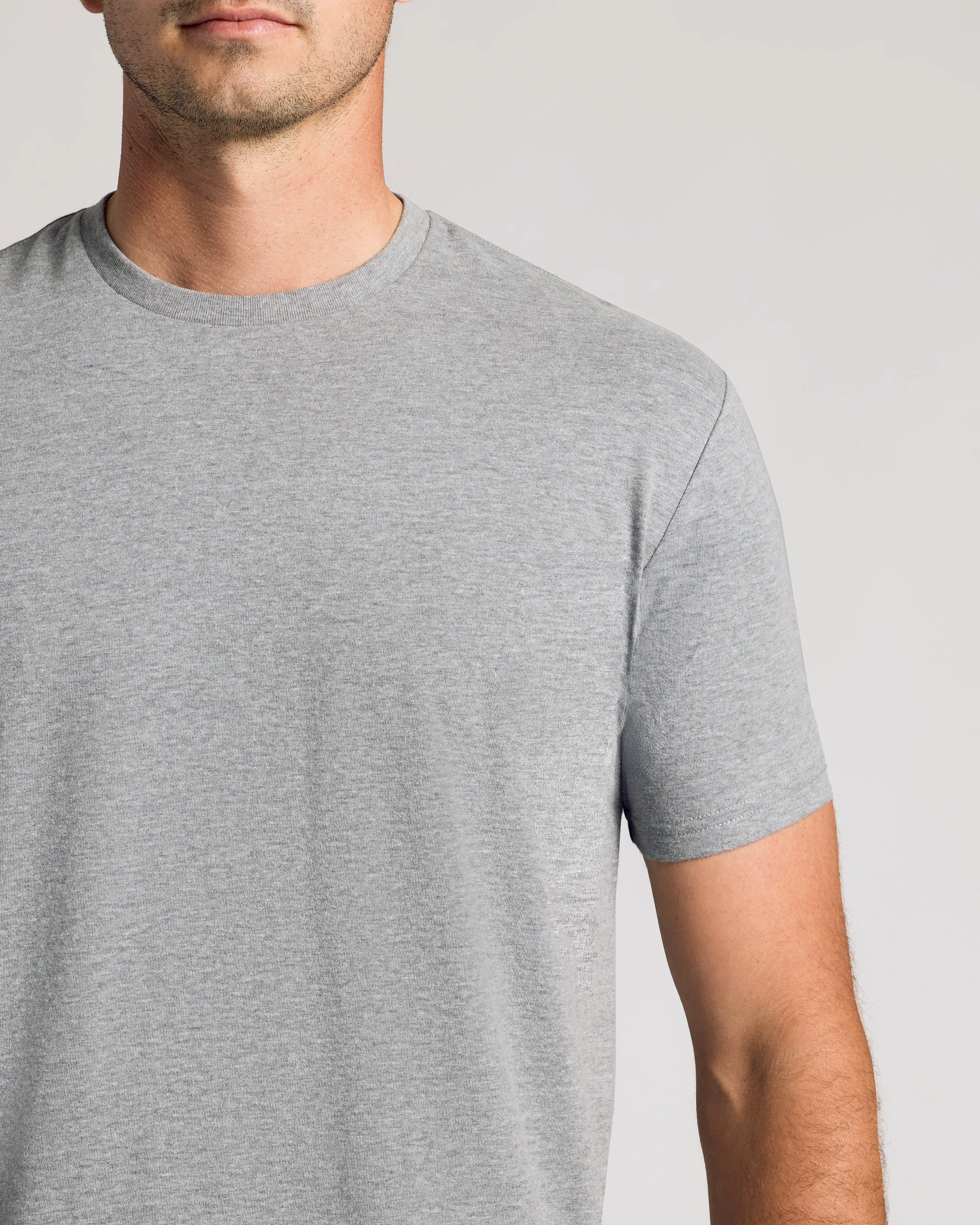 Heather Gray Short Sleeve Tall Curved Hem Crew sold by True Classic product image thumbnail 5
