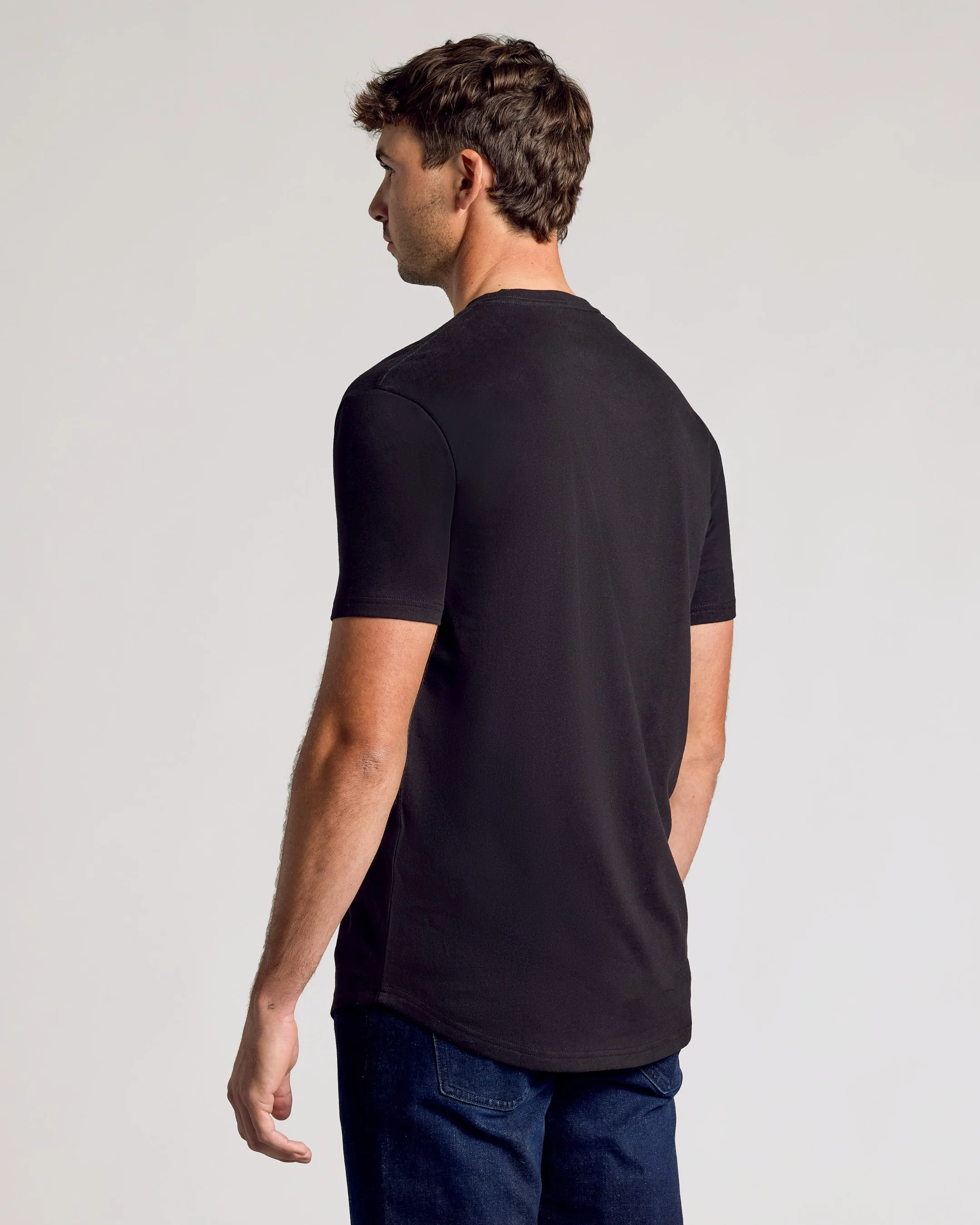 Black Short Sleeve Tall Curved Hem Crew sold by True Classic product image thumbnail 3