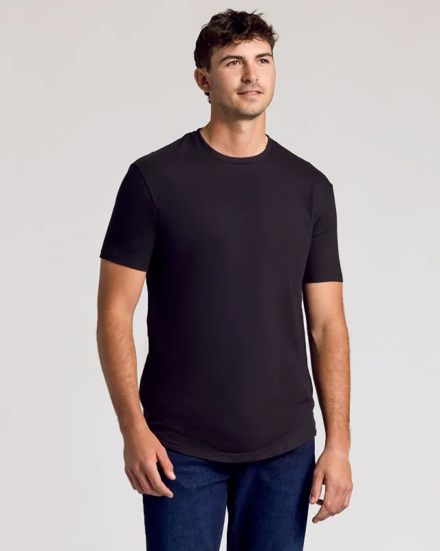Black Short Sleeve Tall Curved Hem Crew sold by True Classic