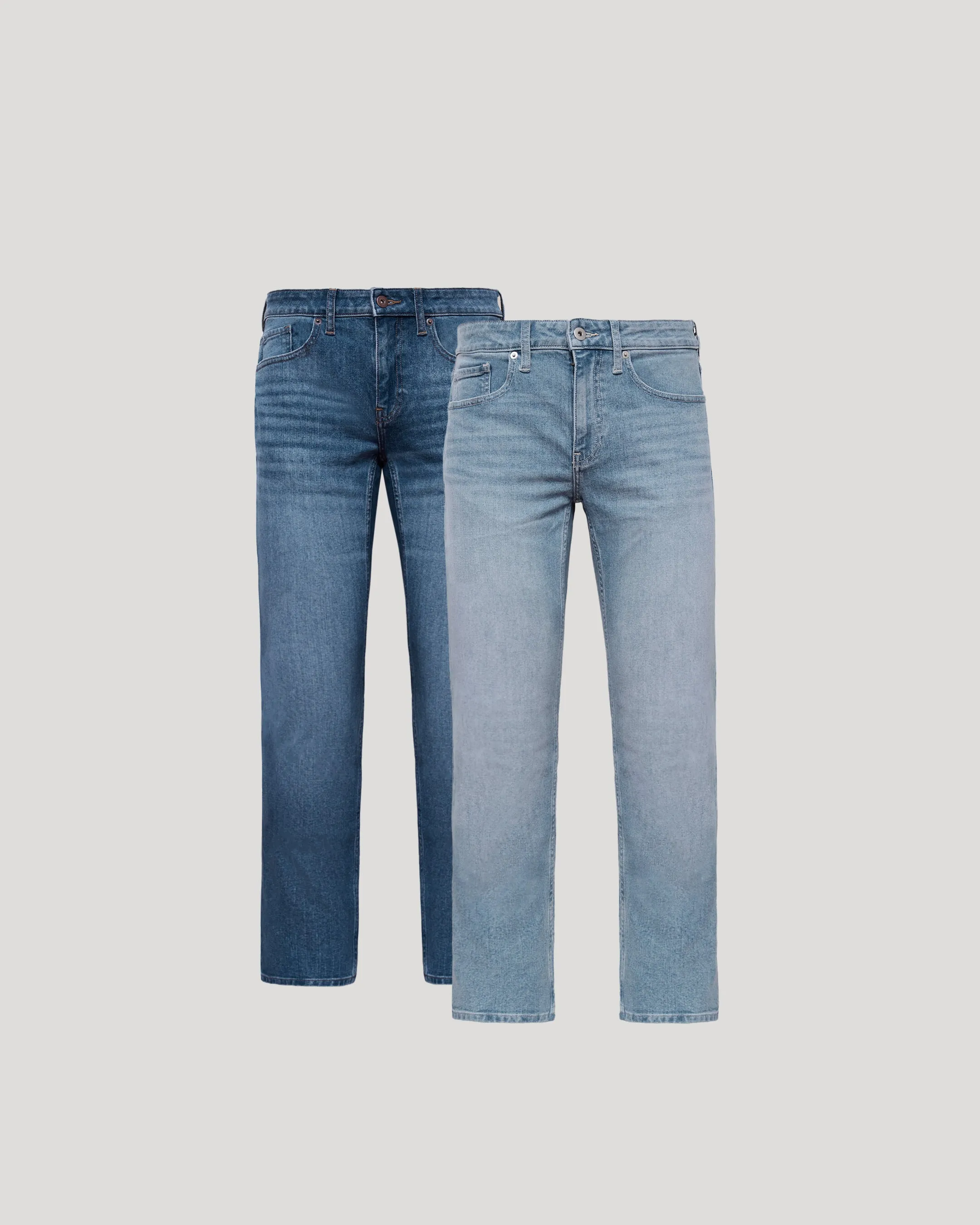Medium & Light Indigo Wash Straight Authentic Denim Jeans 2-Pack sold by True Classic