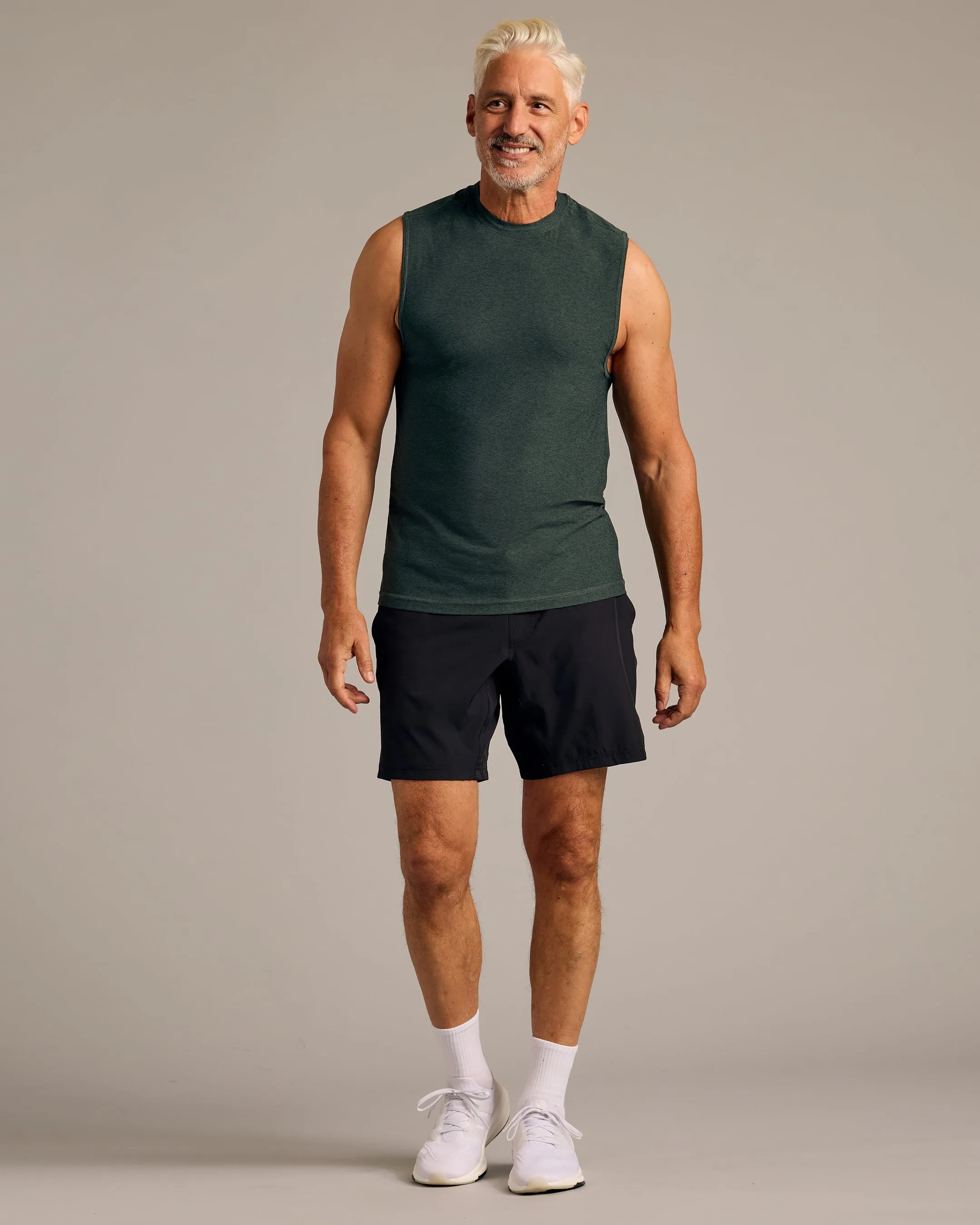 Dark Heather Forest Sleeveless Active Muscle Tee sold by True Classic product image thumbnail 4