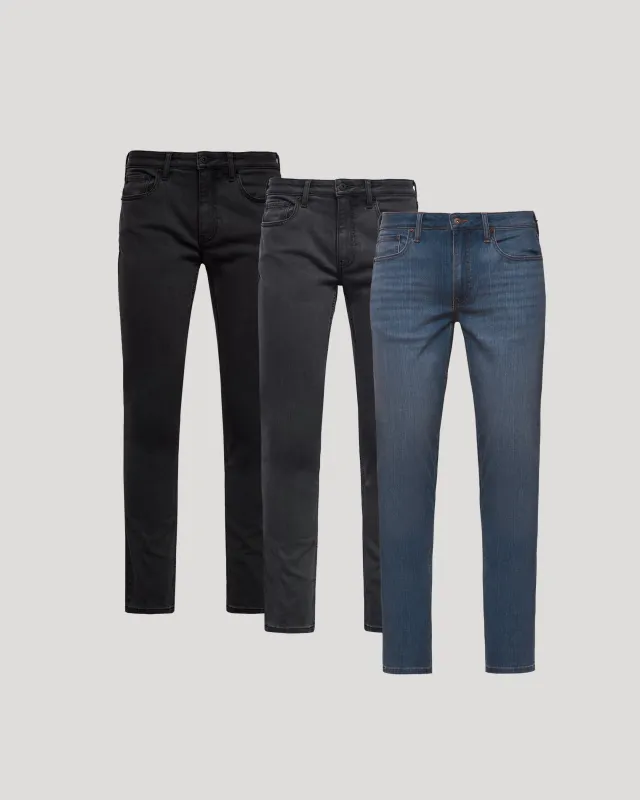 Indigo Neutrals Slim Comfort Stretch Jeans 3-Pack sold by True Classic