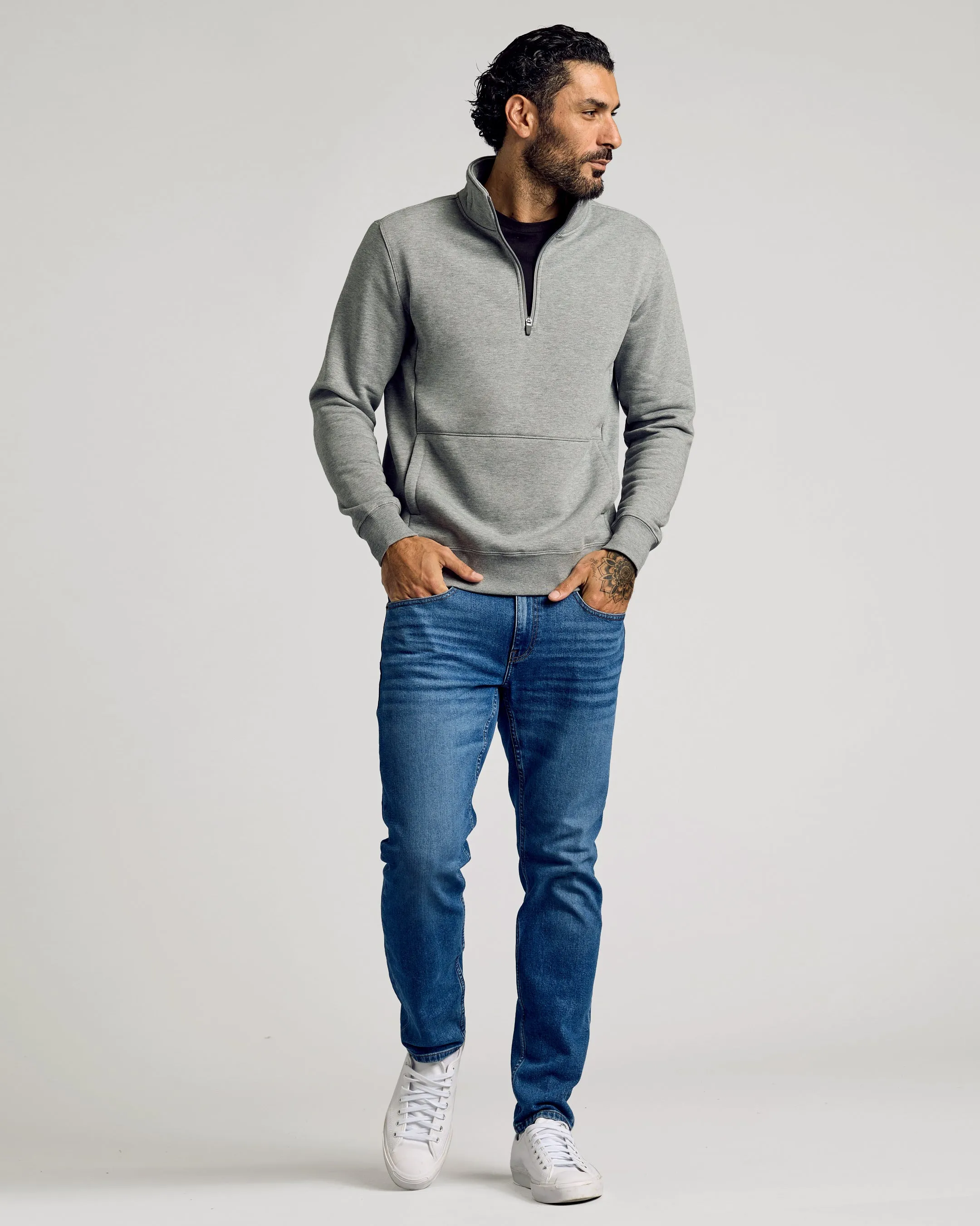 Dark Heather Gray Half Zip Fleece Sweatshirt sold by True Classic product image thumbnail 3