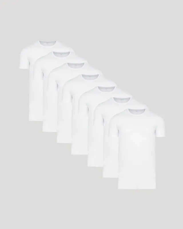 White Tall Pima Crew Neck 7-Pack sold by True Classic