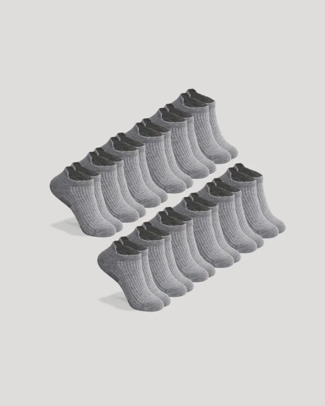 Heather Gray Active Half Crew Socks 12-Pack sold by True Classic