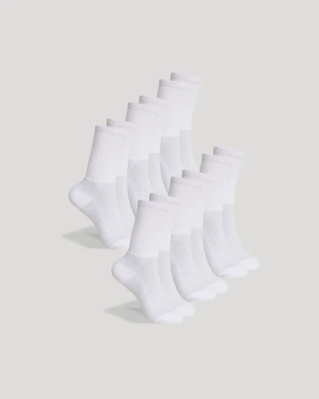 White Active Half Crew Socks 6-Pack sold by True Classic