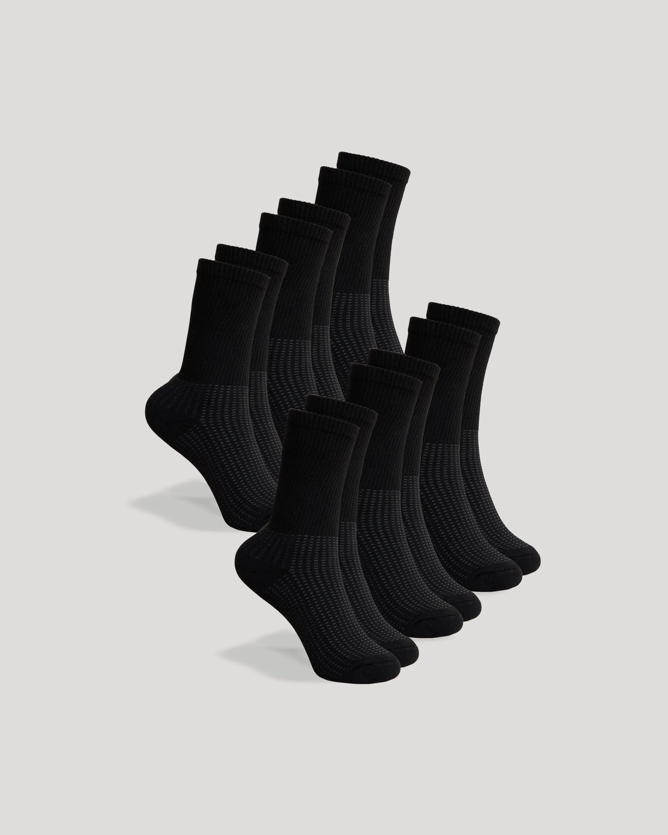 Black Active Crew Socks 6-Pack sold by True Classic