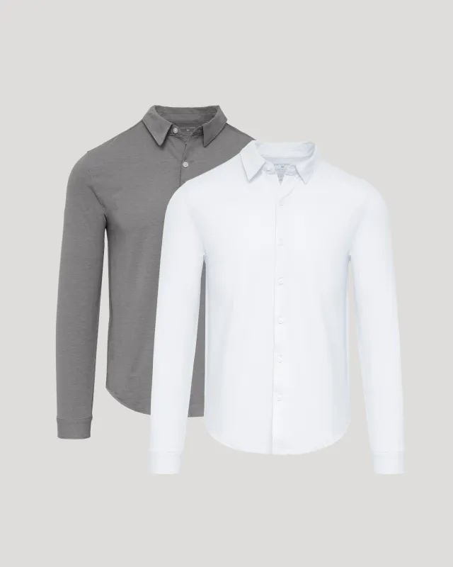 Oak & White Standard Long Sleeve Modern Knit Oxford 2-Pack sold by True Classic