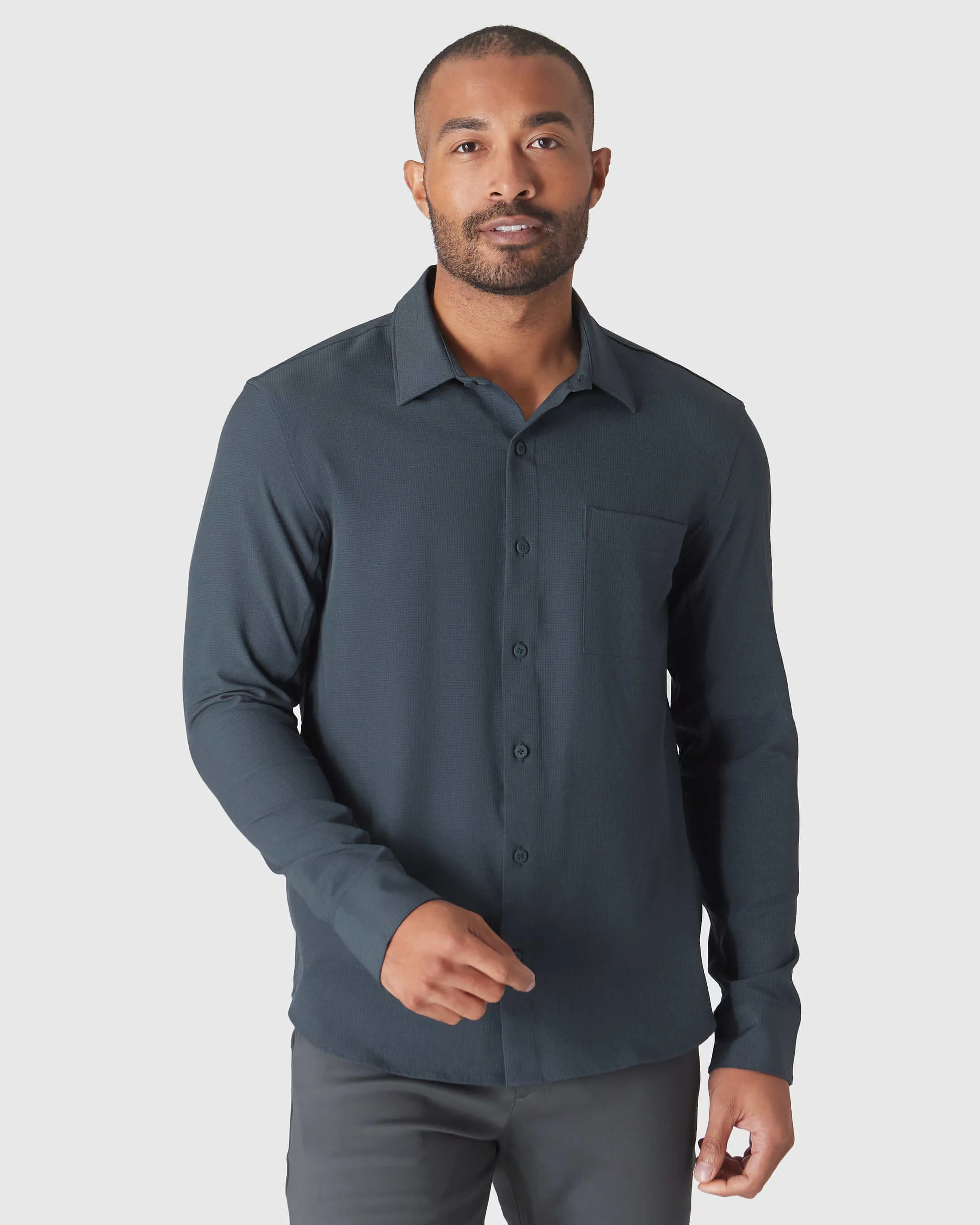 Navy & Fiord Ripstop Long Sleeve Commuter Shirt 2-Pack sold by True Classic product image thumbnail 3