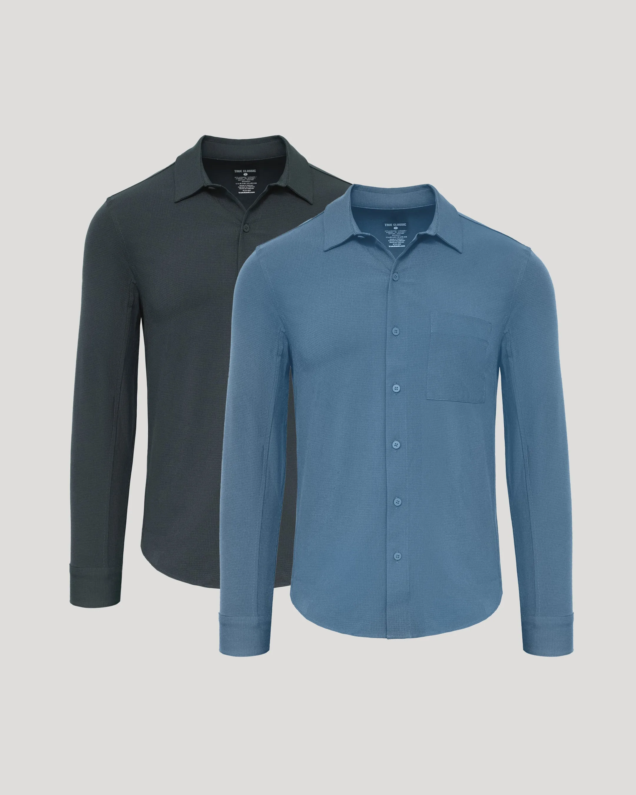 Navy & Fiord Ripstop Long Sleeve Commuter Shirt 2-Pack sold by True Classic