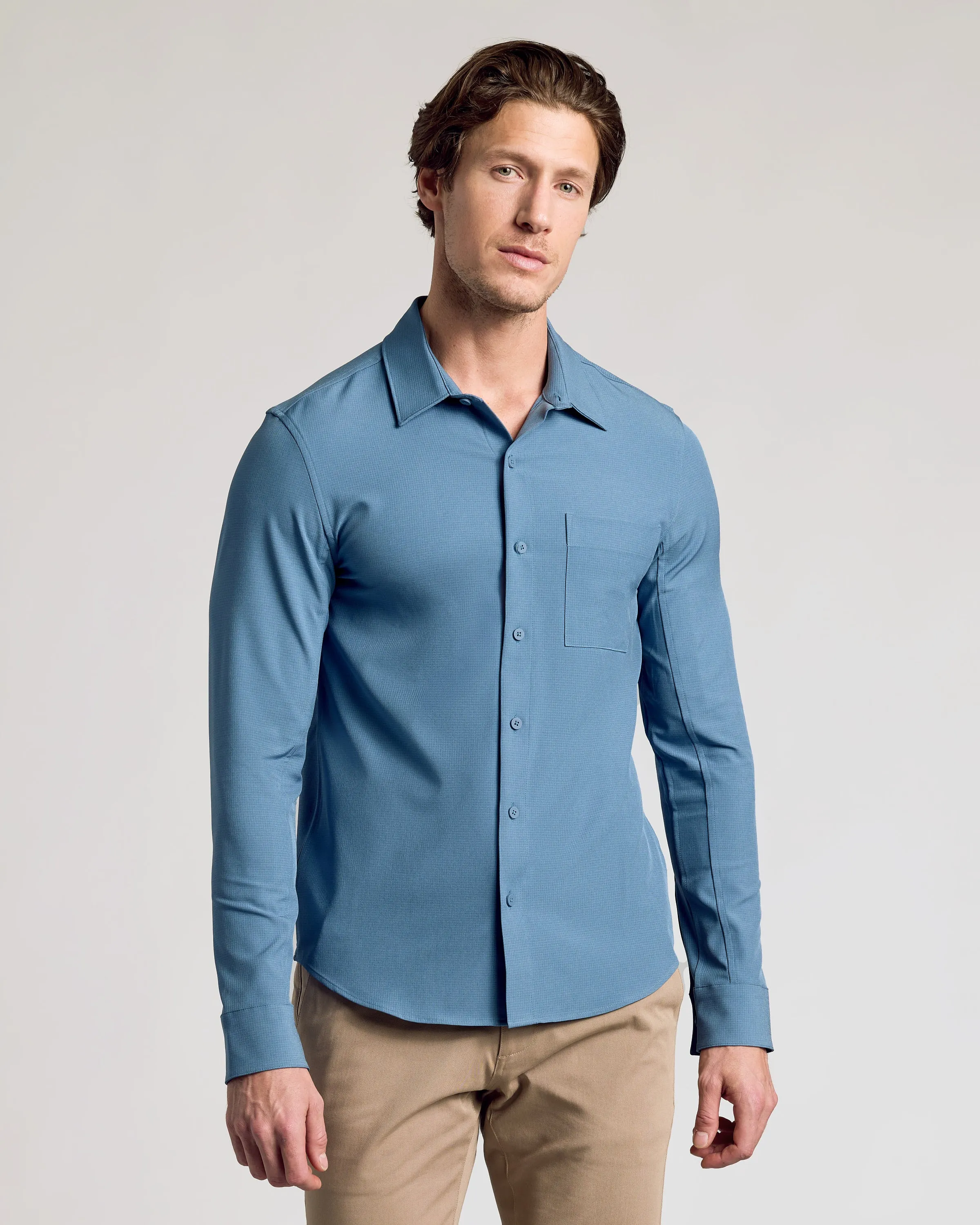 Navy & Fiord Ripstop Long Sleeve Commuter Shirt 2-Pack sold by True Classic product image thumbnail 2