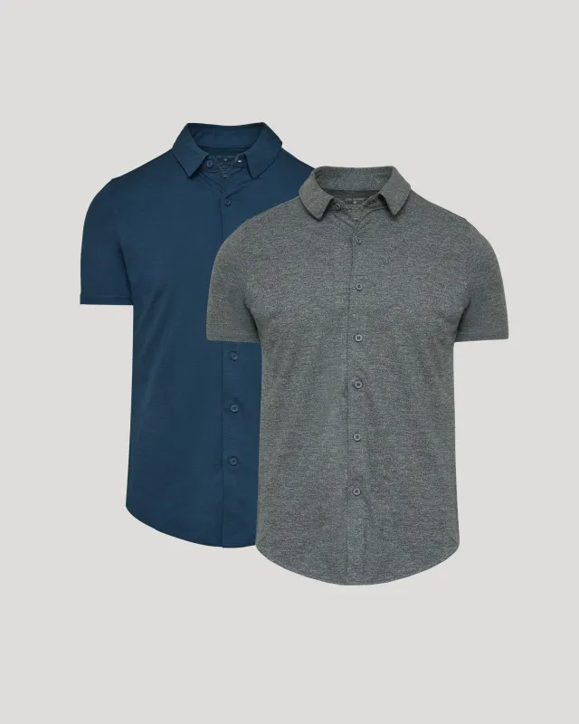 Dark Heather Navy & Charcoal Heather Gray Short Sleeve Comfort Knit Shirt 2-Pack sold by True Classic