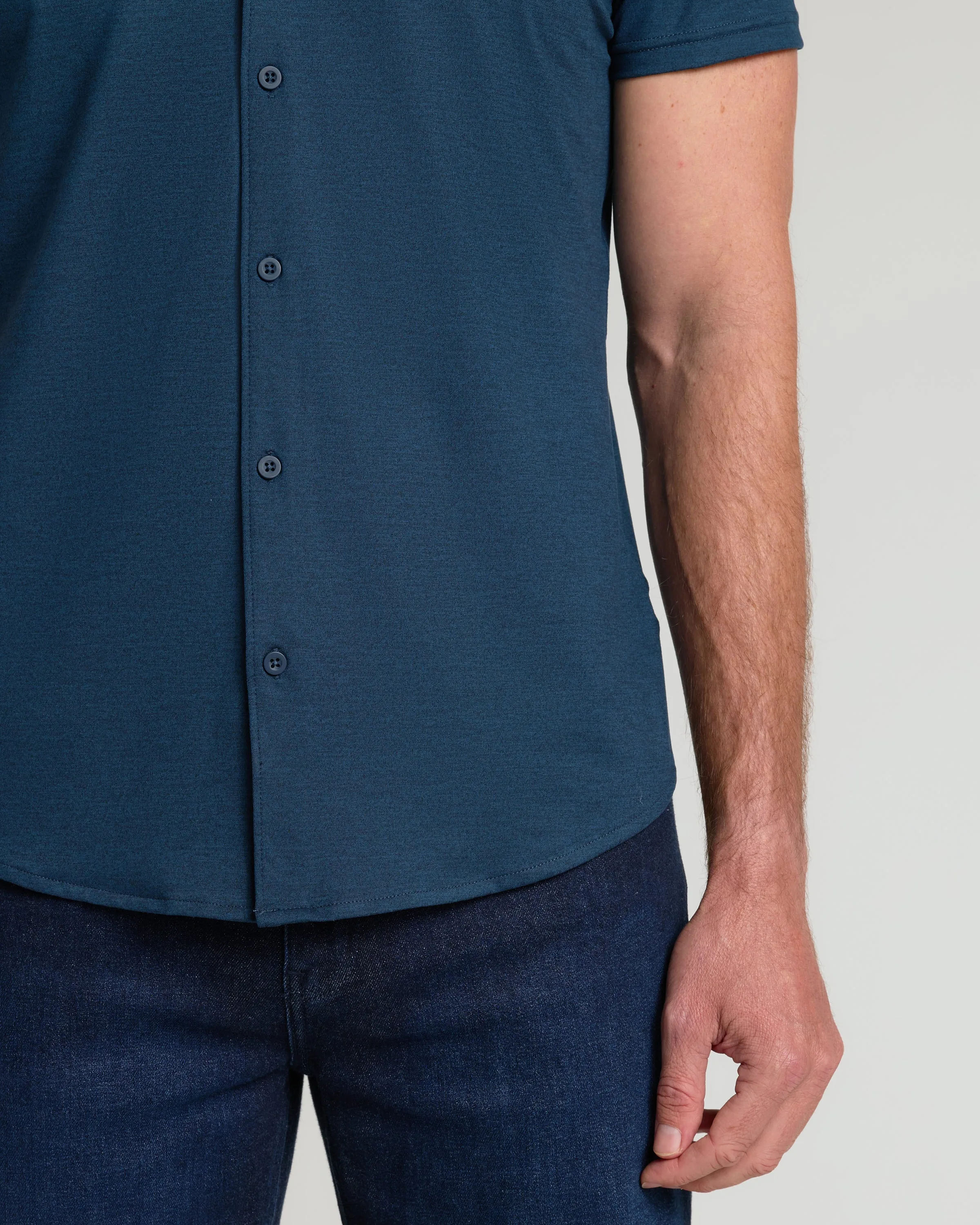 Dark Heather Navy Short Sleeve Comfort Knit Shirt sold by True Classic product image thumbnail 5