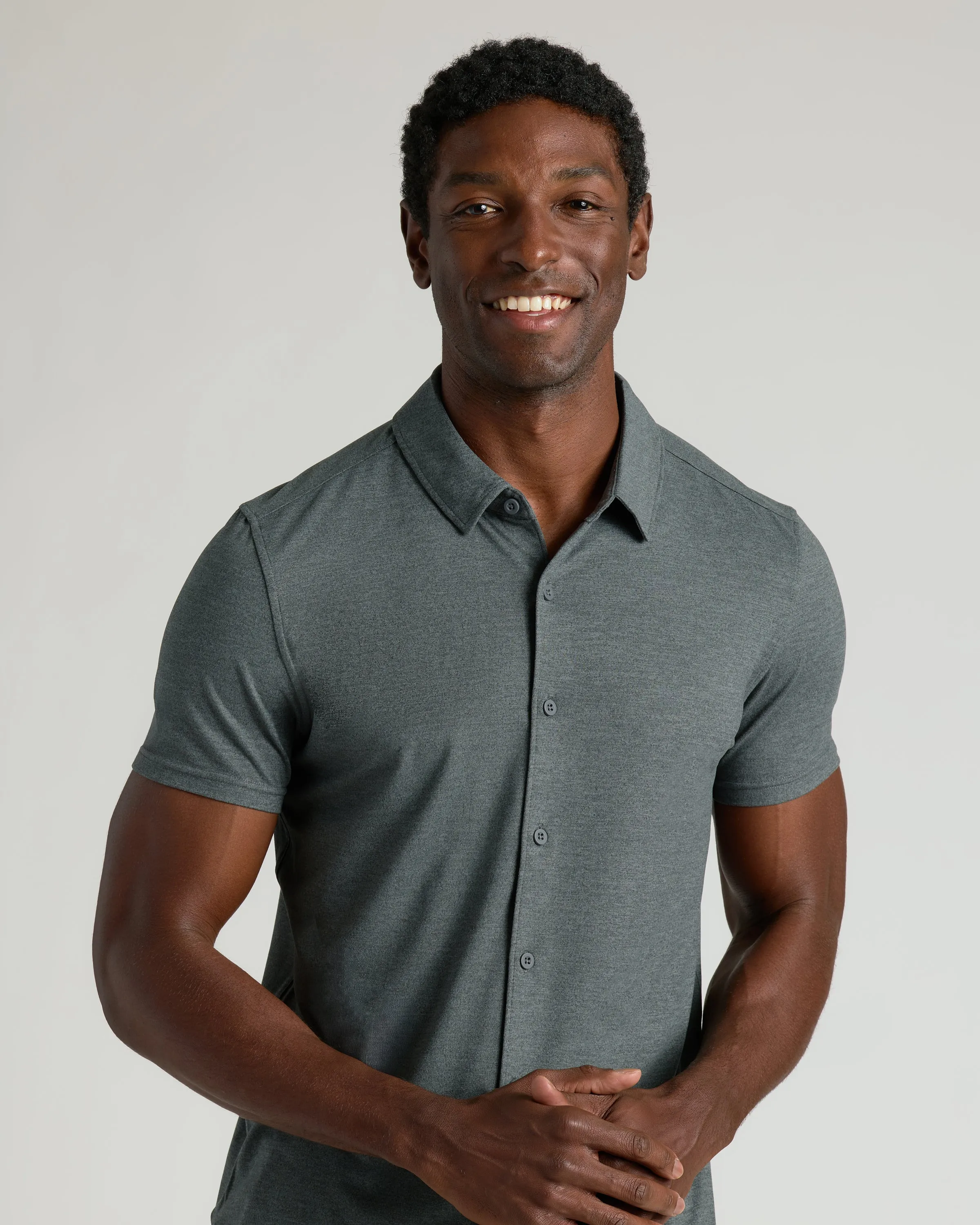 Charcoal Heather Gray Short Sleeve Comfort Knit Shirt sold by True Classic product image thumbnail 4