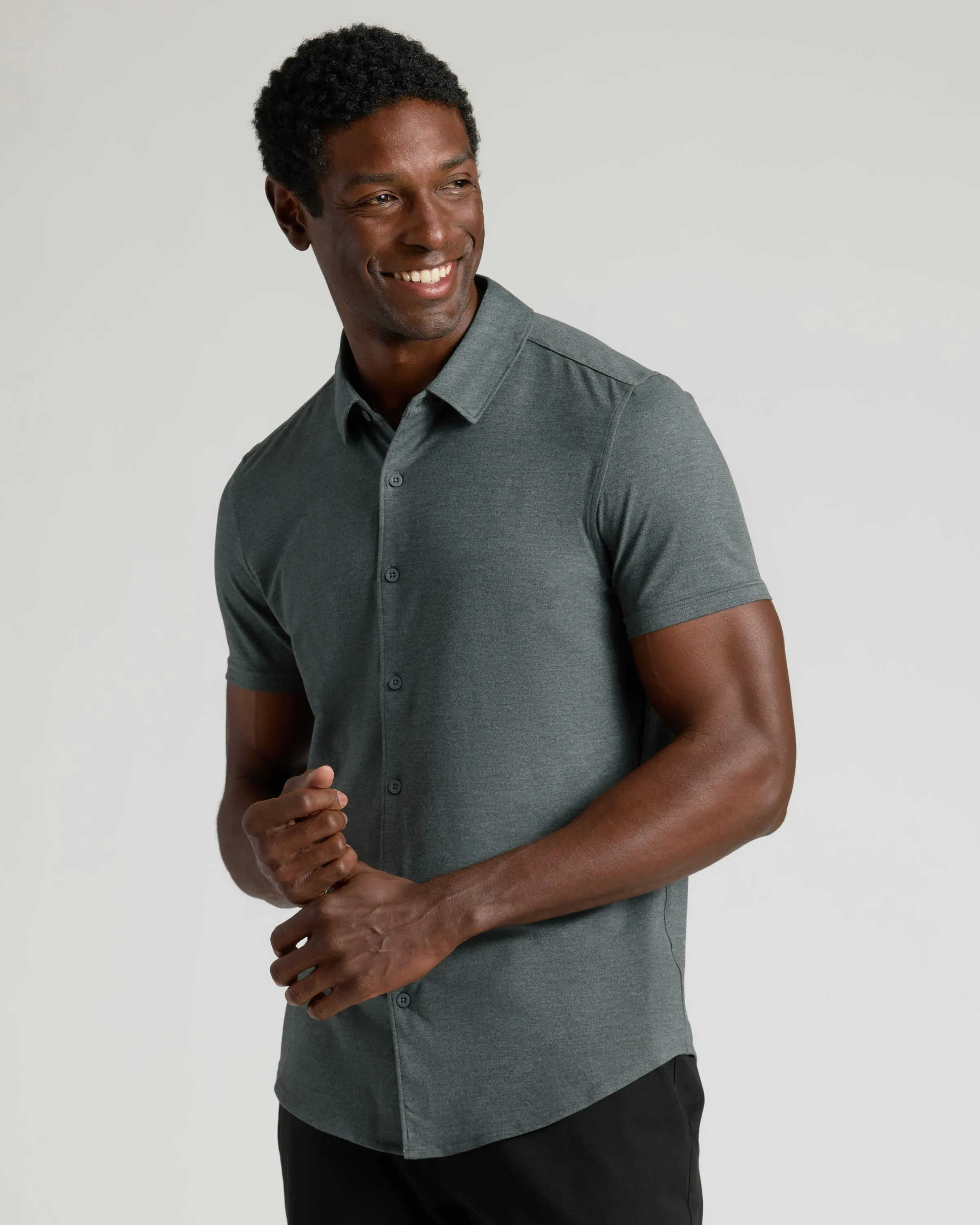 Charcoal Heather Gray Short Sleeve Comfort Knit Shirt sold by True Classic product image thumbnail 3