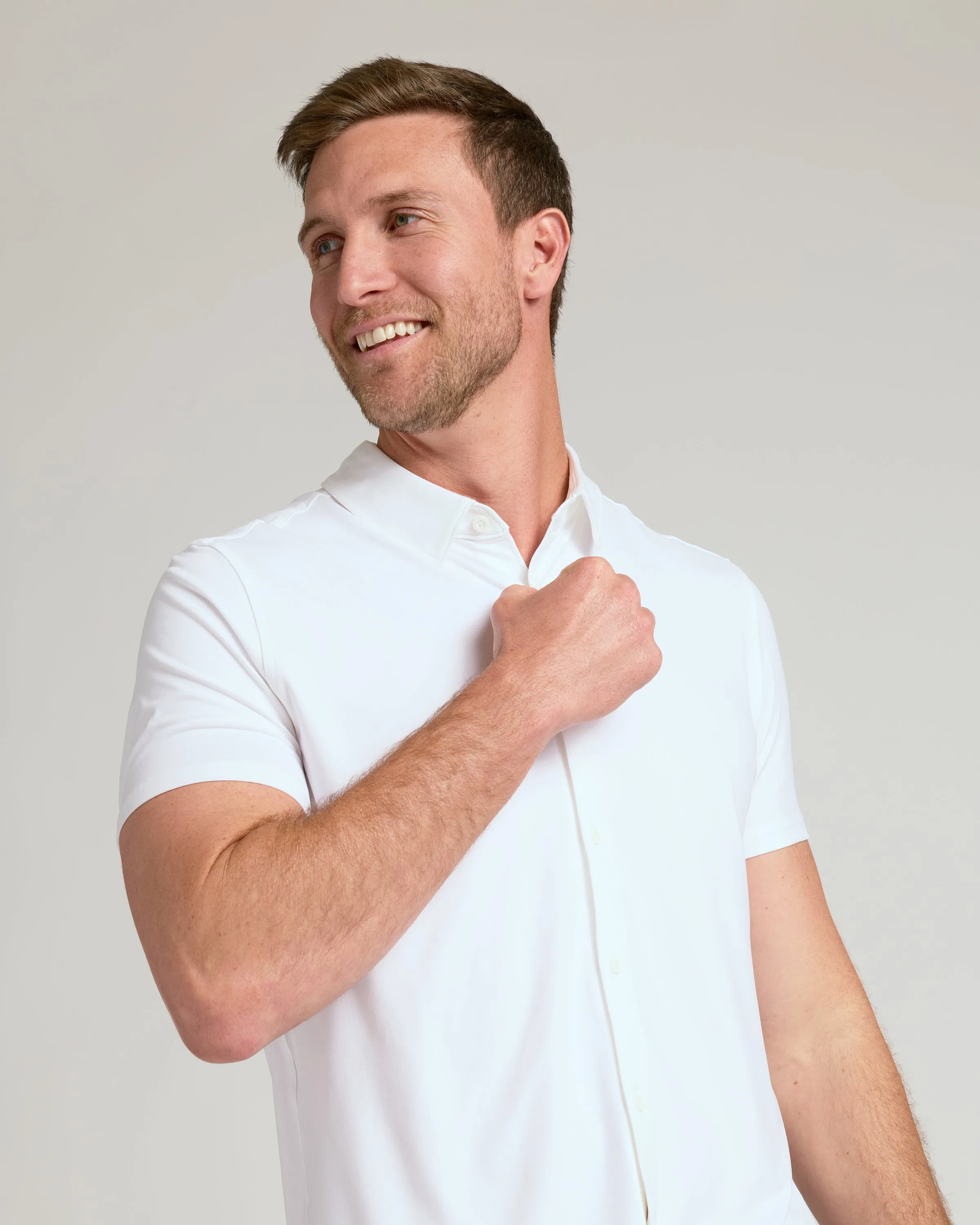 White Short Sleeve Comfort Knit Shirt sold by True Classic product image thumbnail 4