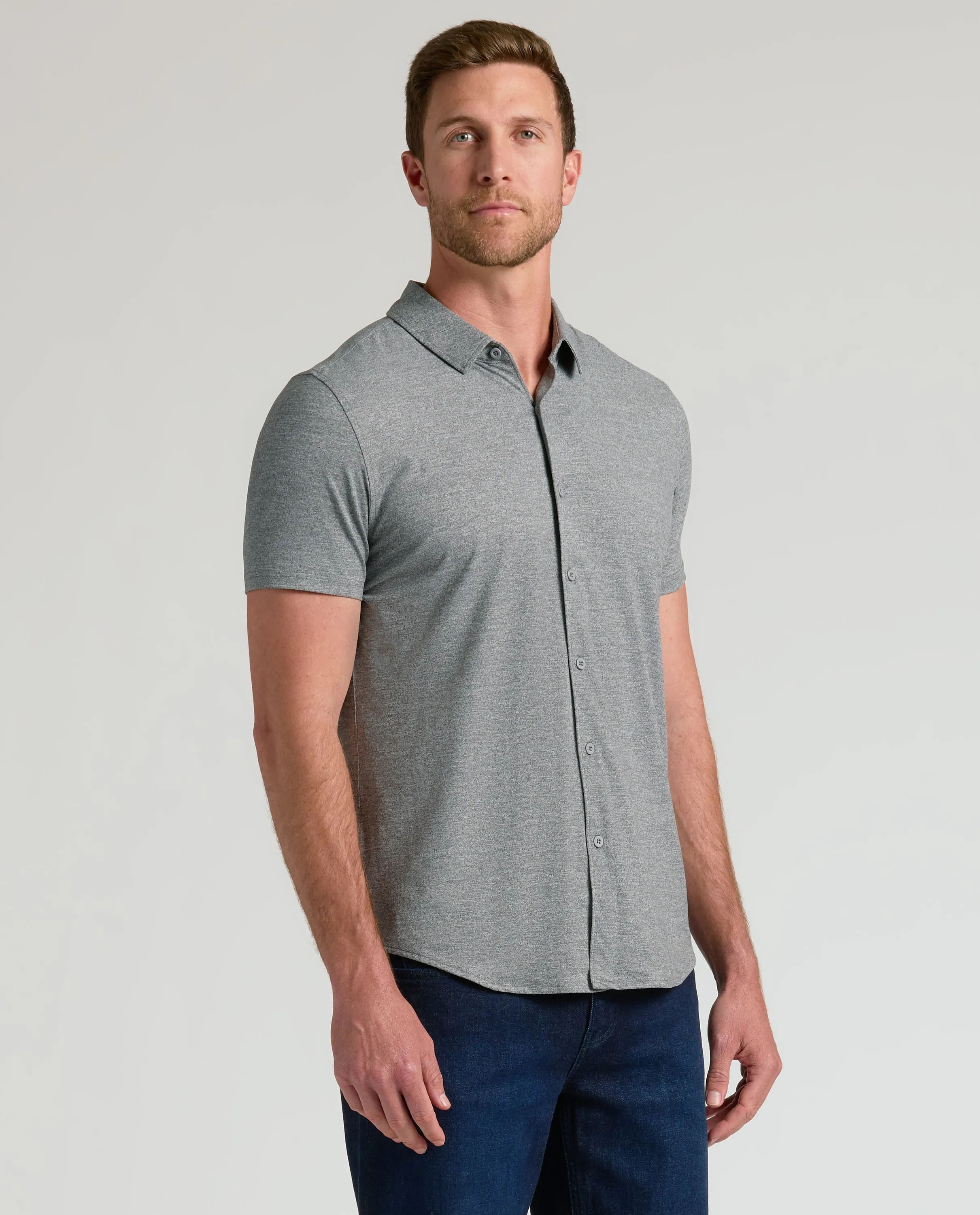 Heather Gray Short Sleeve Comfort Knit Shirt sold by True Classic