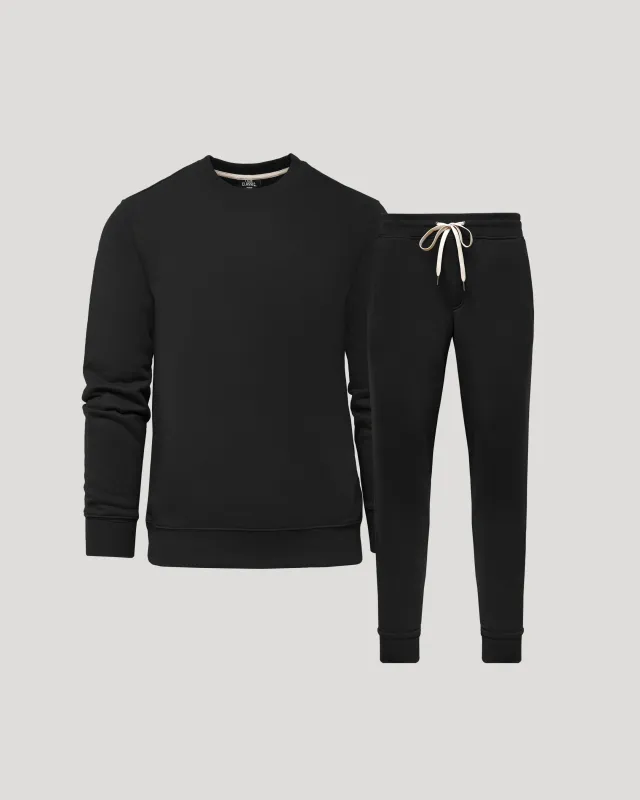 Black Pullover Fleece Crew & Jogger 2-Pack sold by True Classic