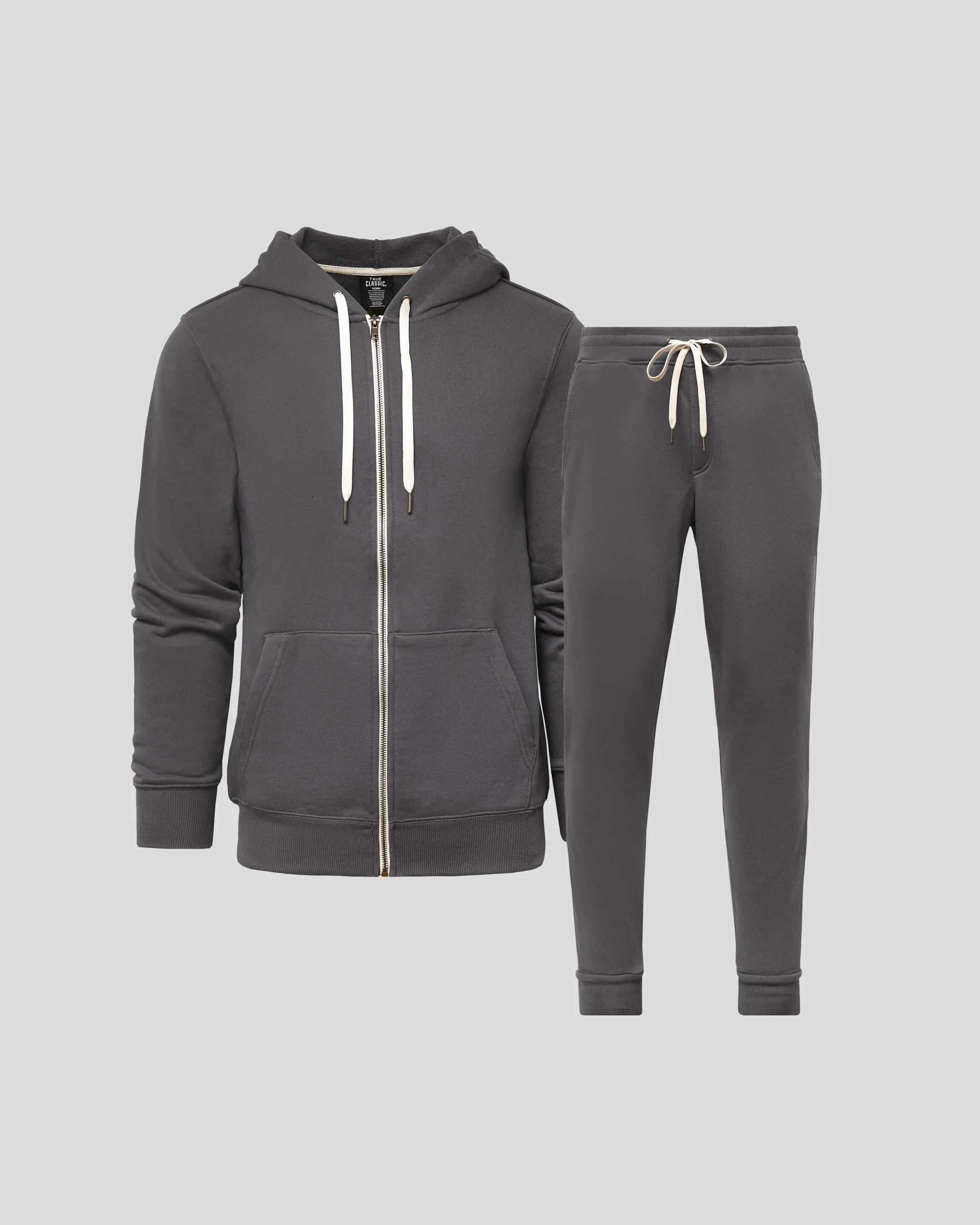 Carbon Full Zip Fleece Hoodie & Jogger 2-Pack sold by True Classic