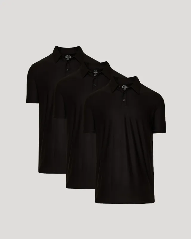 Black Active Polo 3-Pack sold by True Classic