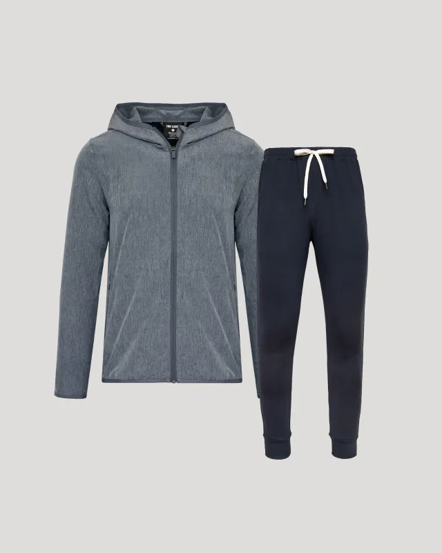 Heather Navy Active Shell Jacket & Active Jogger 2-Pack sold by True Classic