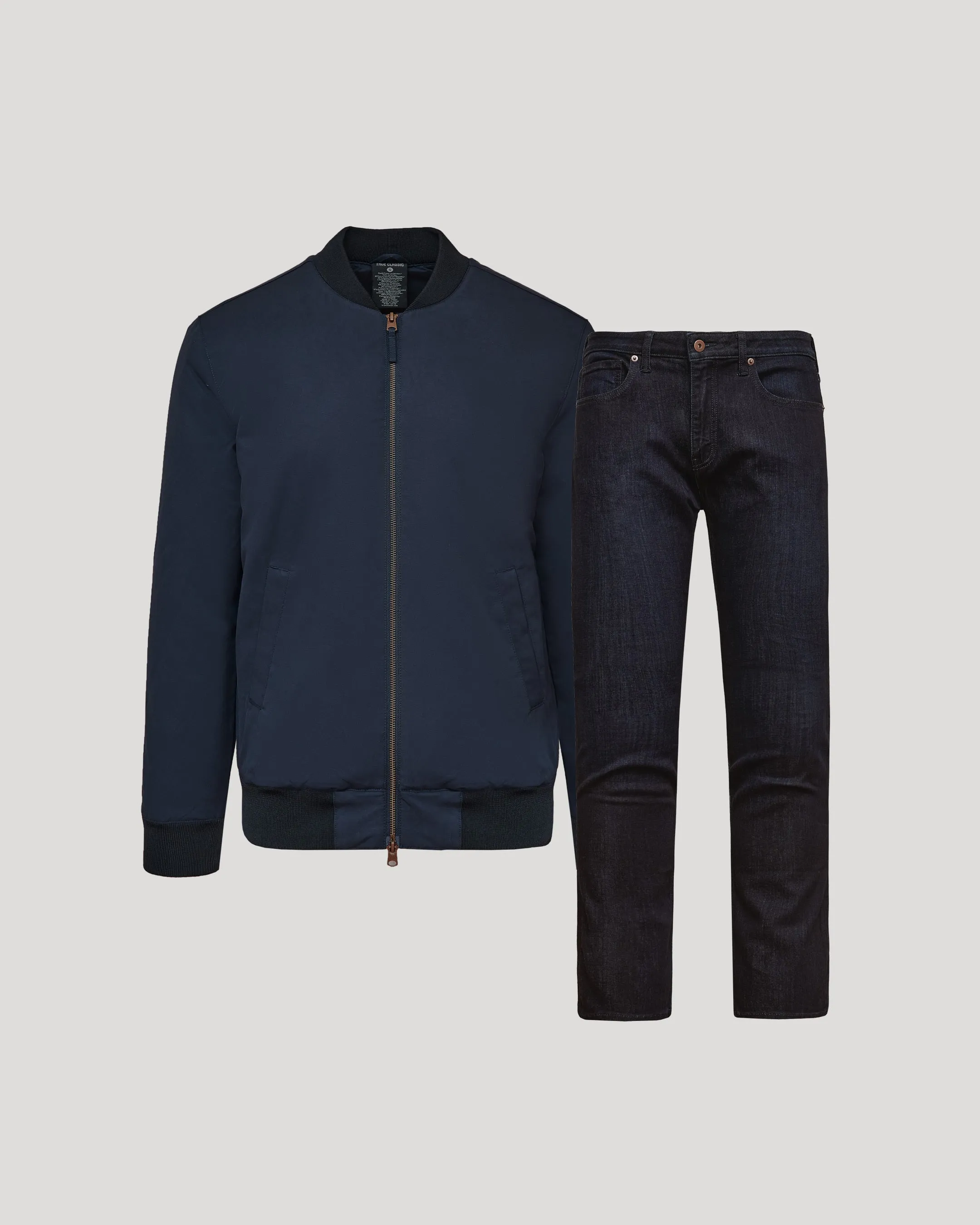 Navy Bomber Jacket & Comfort Stretch Jeans 2-Pack sold by True Classic