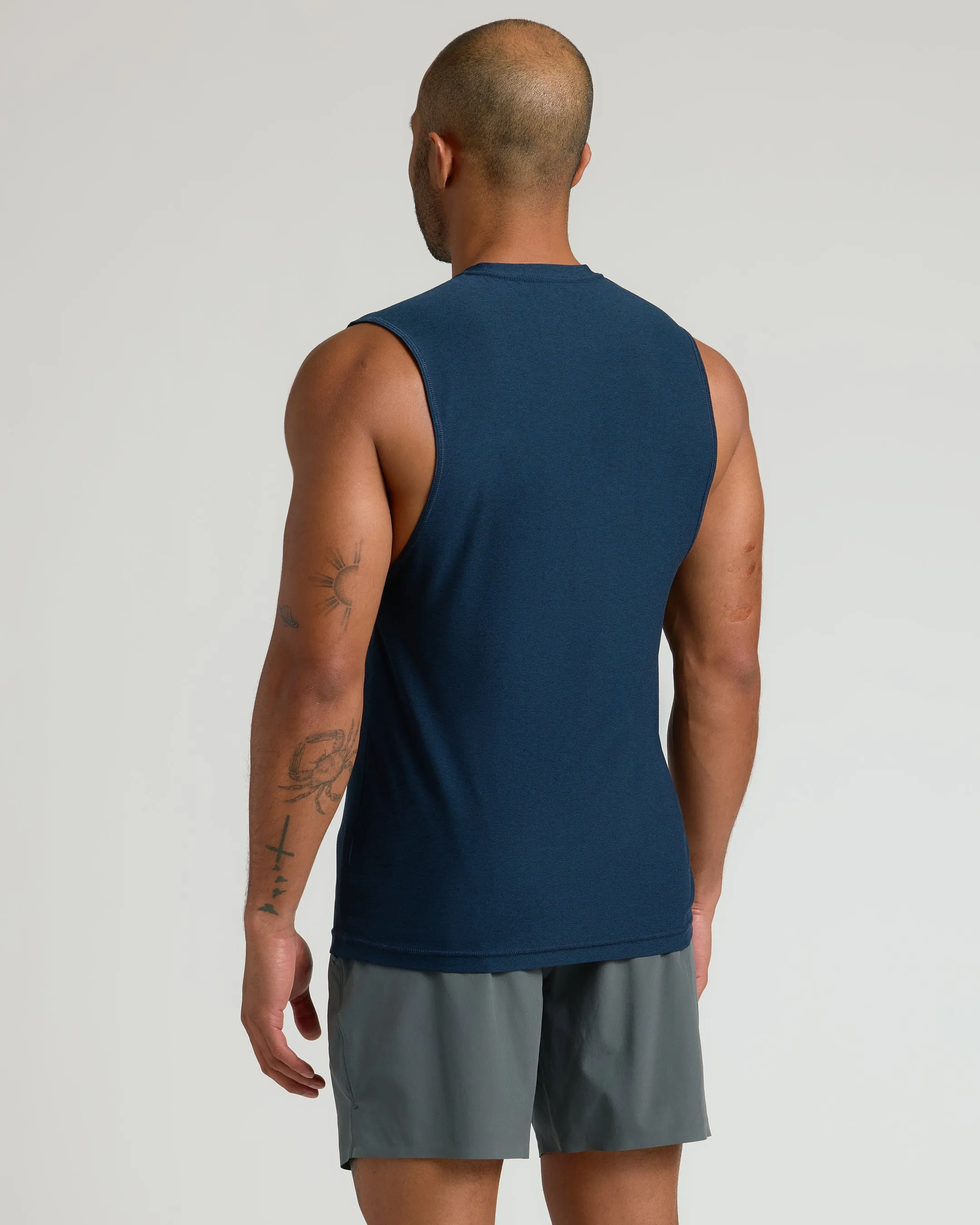 Dark Heather Navy Sleeveless Active Muscle Tee sold by True Classic product image thumbnail 3