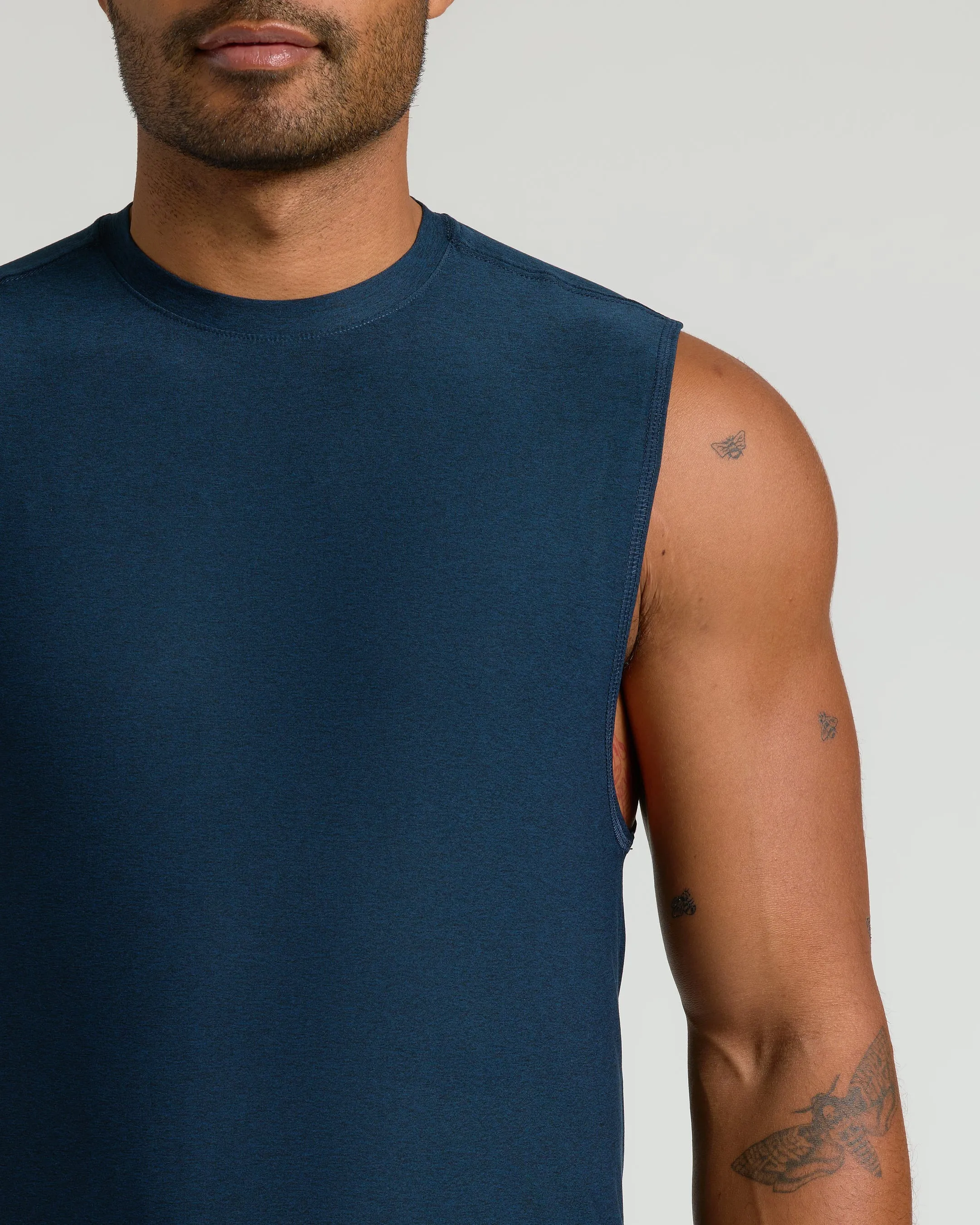 Dark Heather Navy Sleeveless Active Muscle Tee sold by True Classic product image thumbnail 5