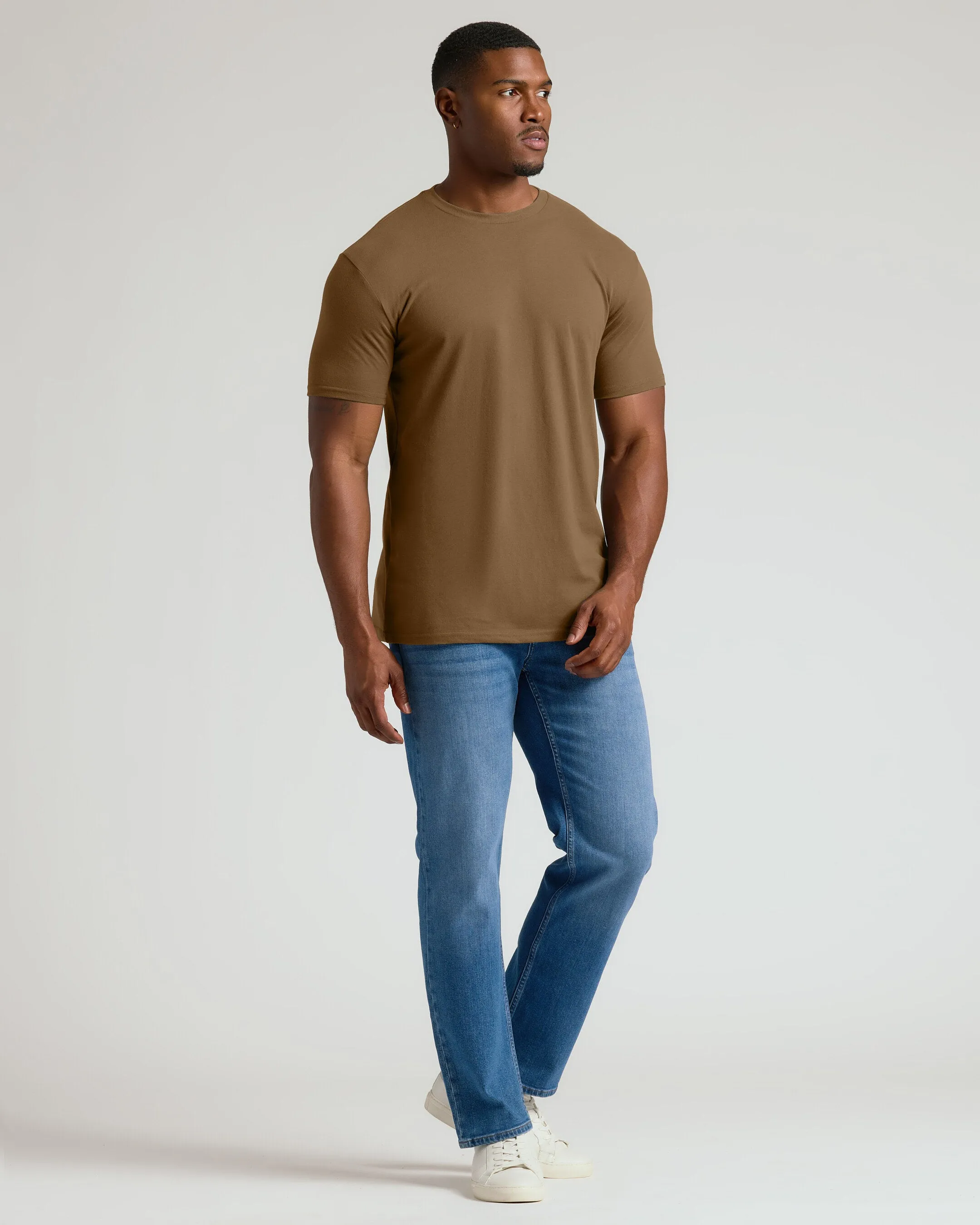 Tan 499 Tall Straight Hem Crew Neck T-Shirt sold by True Classic product image thumbnail 4