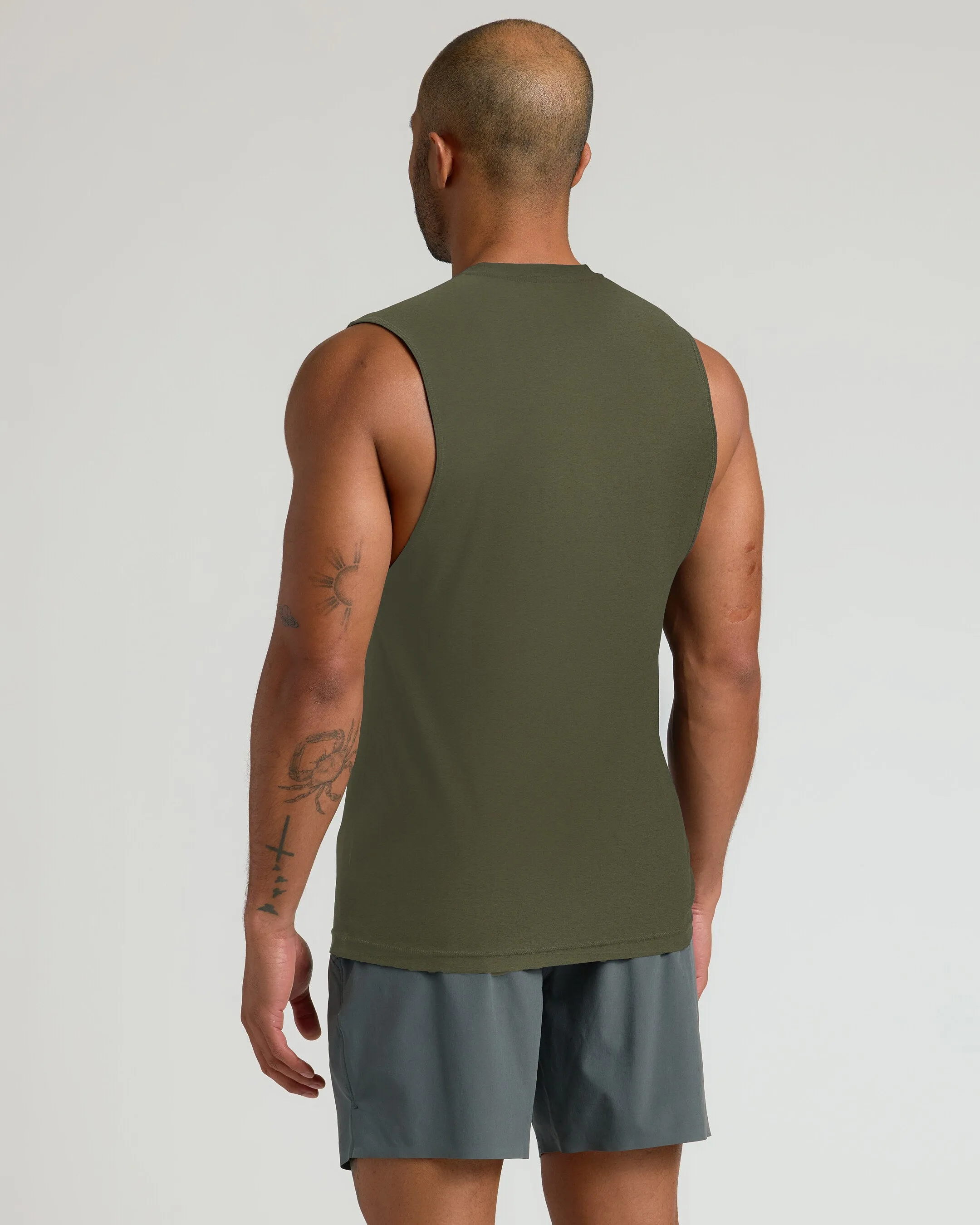 Military Green Sleeveless Active Muscle Tee sold by True Classic product image thumbnail 3