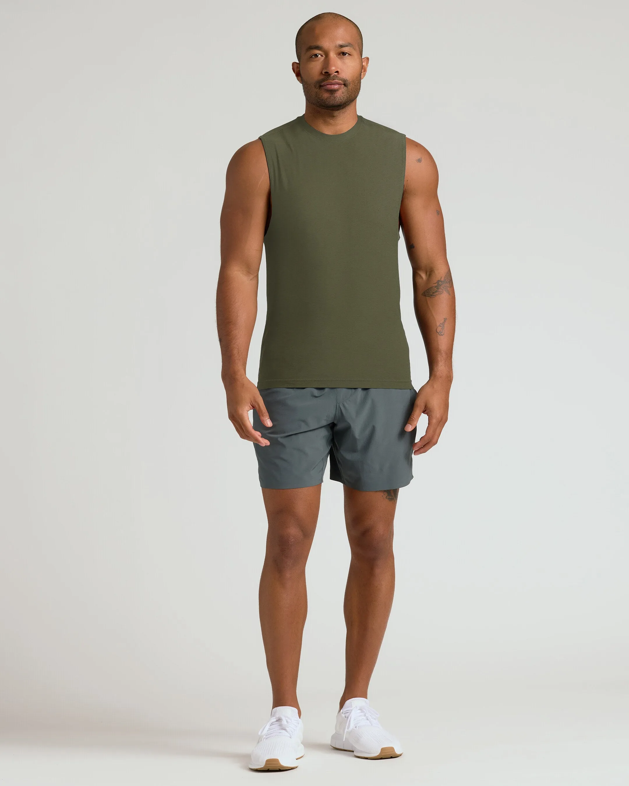 Military Green Sleeveless Active Muscle Tee sold by True Classic product image thumbnail 4