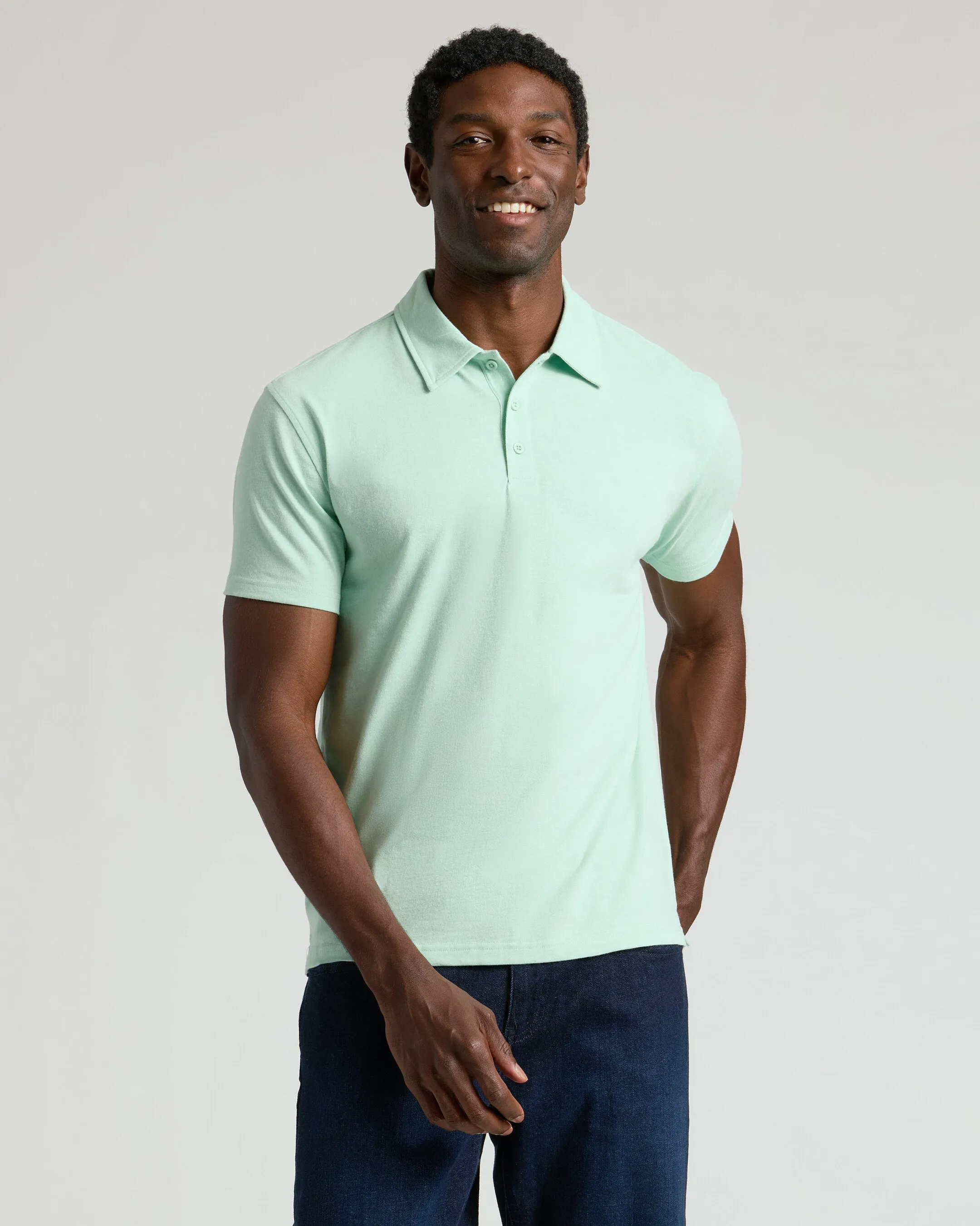 Heather Mist Short Sleeve Polo sold by True Classic