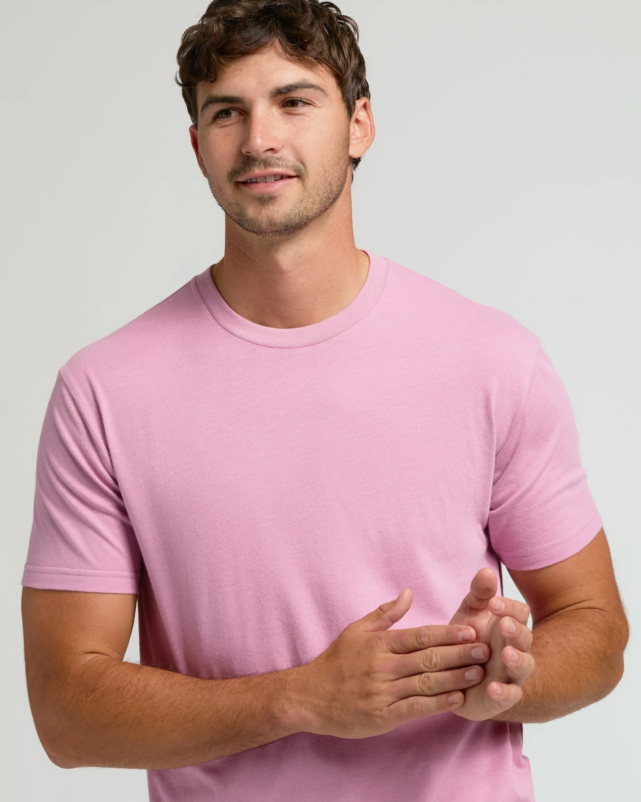 Heather Mauve Tall Straight Hem Crew Neck T-Shirt sold by True Classic product image thumbnail 4