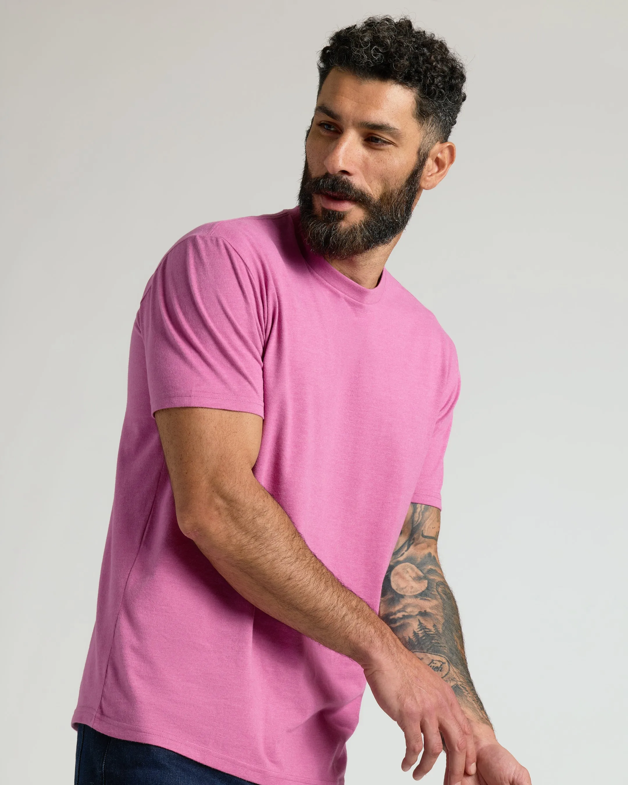 Heather Magenta Classic Crew Neck sold by True Classic product image thumbnail 4