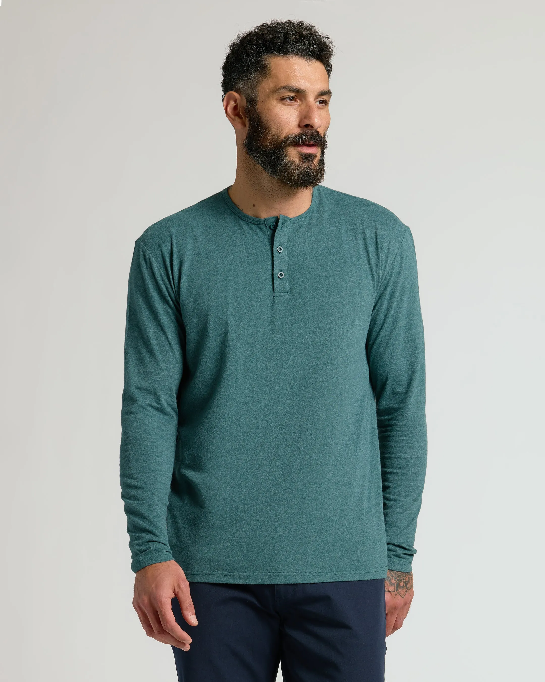 Heather Seafarer Classic Long Sleeve Henley sold by True Classic