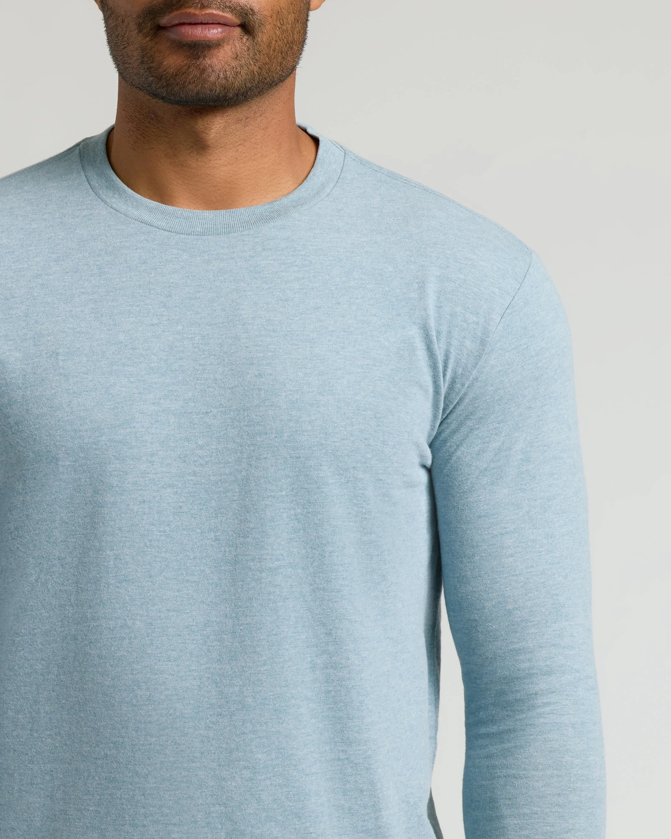 Heather Sapphire Classic Long Sleeve Crew Neck sold by True Classic product image thumbnail 4