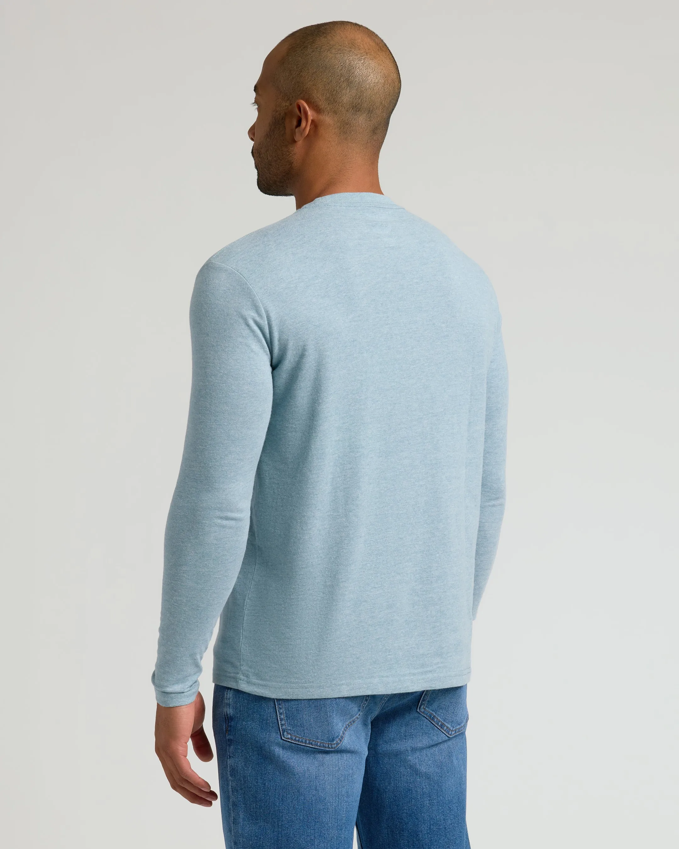 Heather Sapphire Classic Long Sleeve Crew Neck sold by True Classic product image thumbnail 3