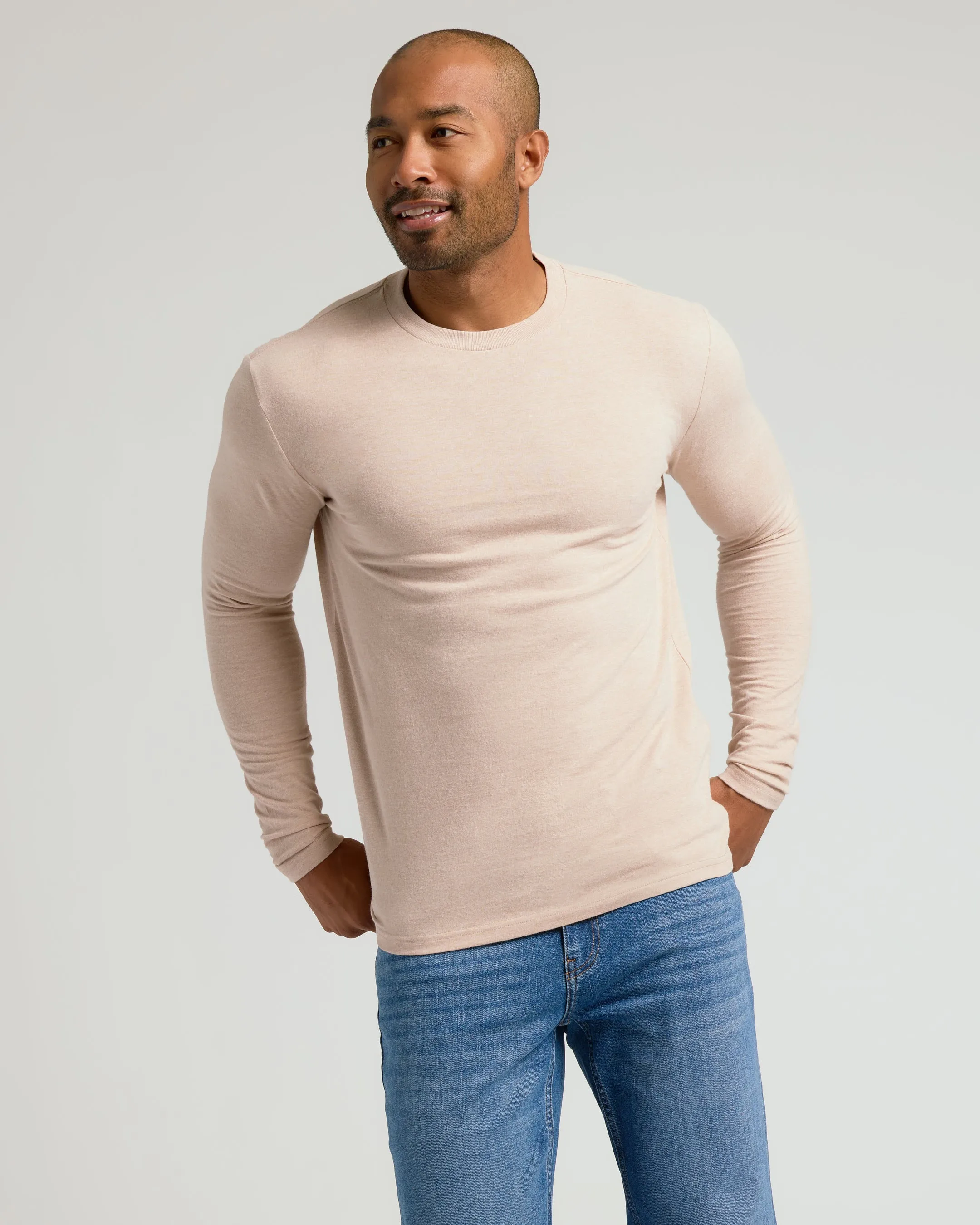 Heather Camel Classic Long Sleeve Crew Neck sold by True Classic product image thumbnail 4