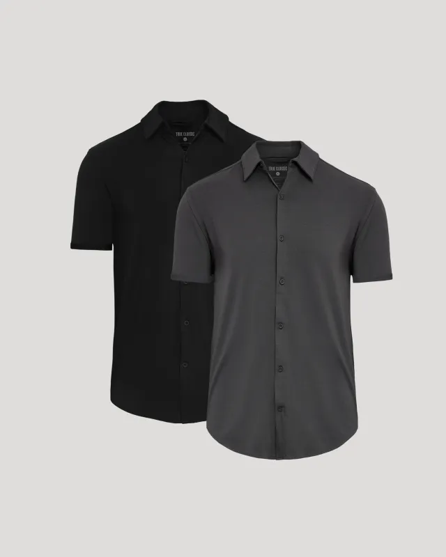 Black & Carbon Short Sleeve Knit Shirt 2-Pack sold by True Classic