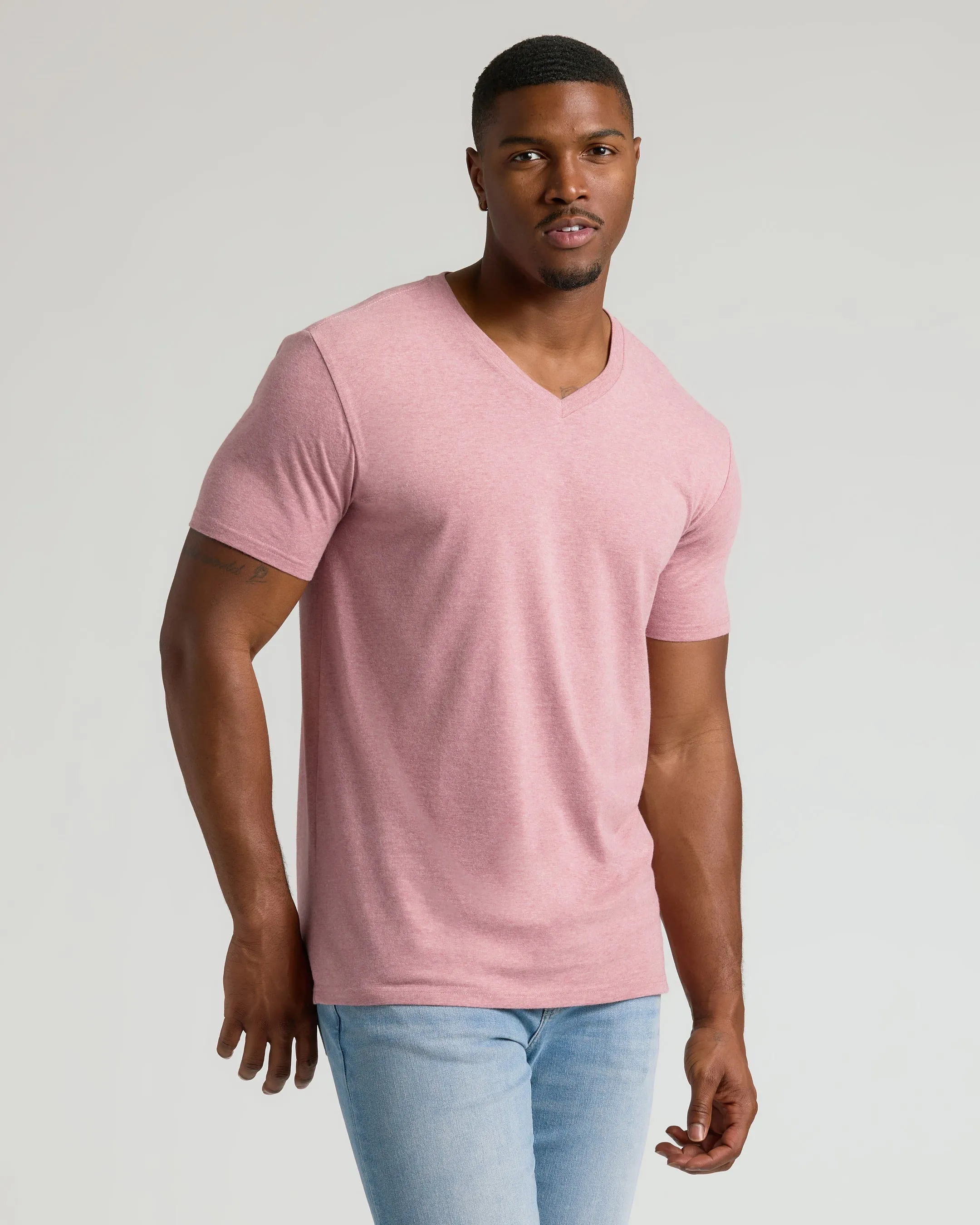 Light Heather Boysenberry Tall Classic V-Neck sold by True Classic product image thumbnail 4