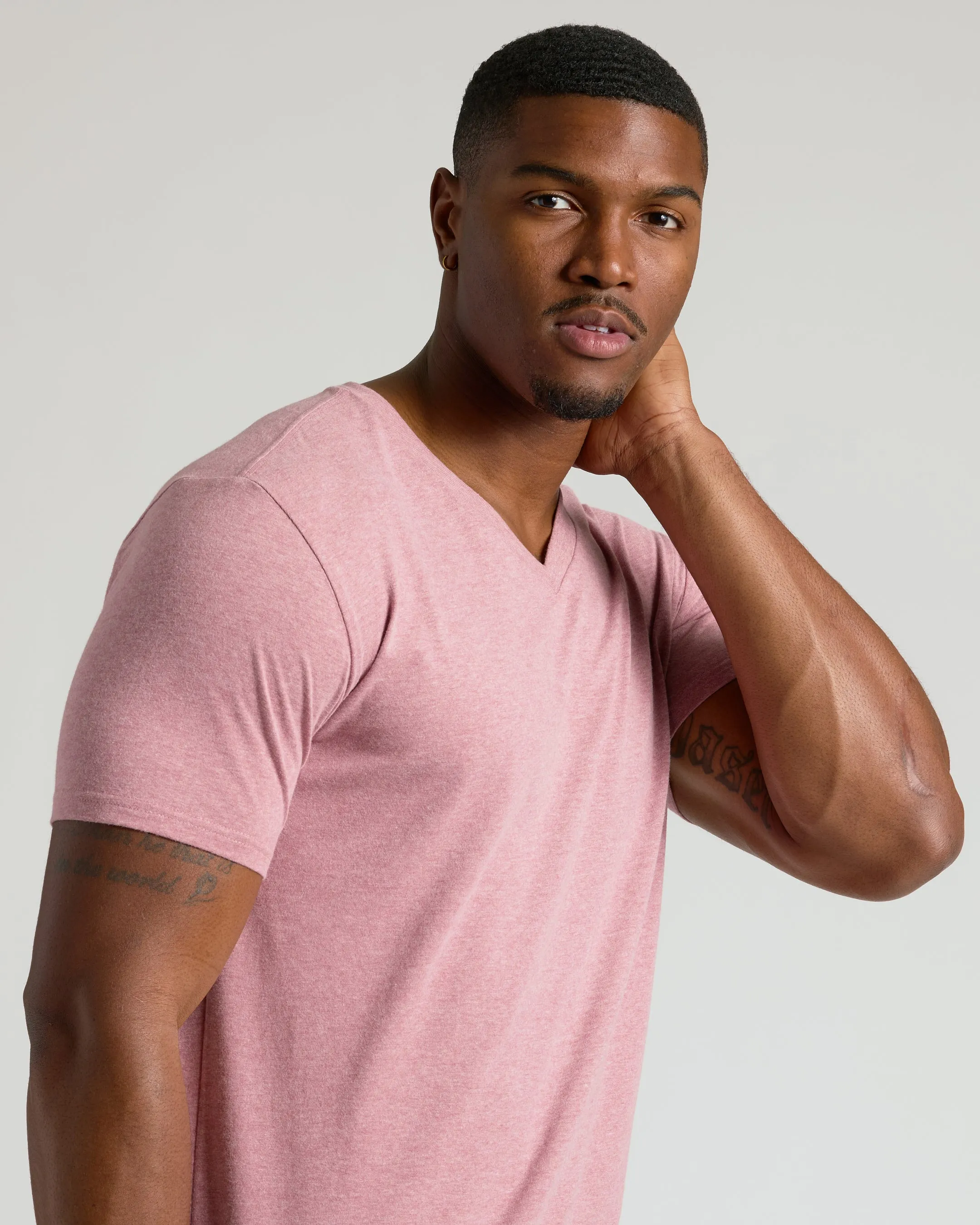 Light Heather Boysenberry Tall Classic V-Neck sold by True Classic product image thumbnail 5