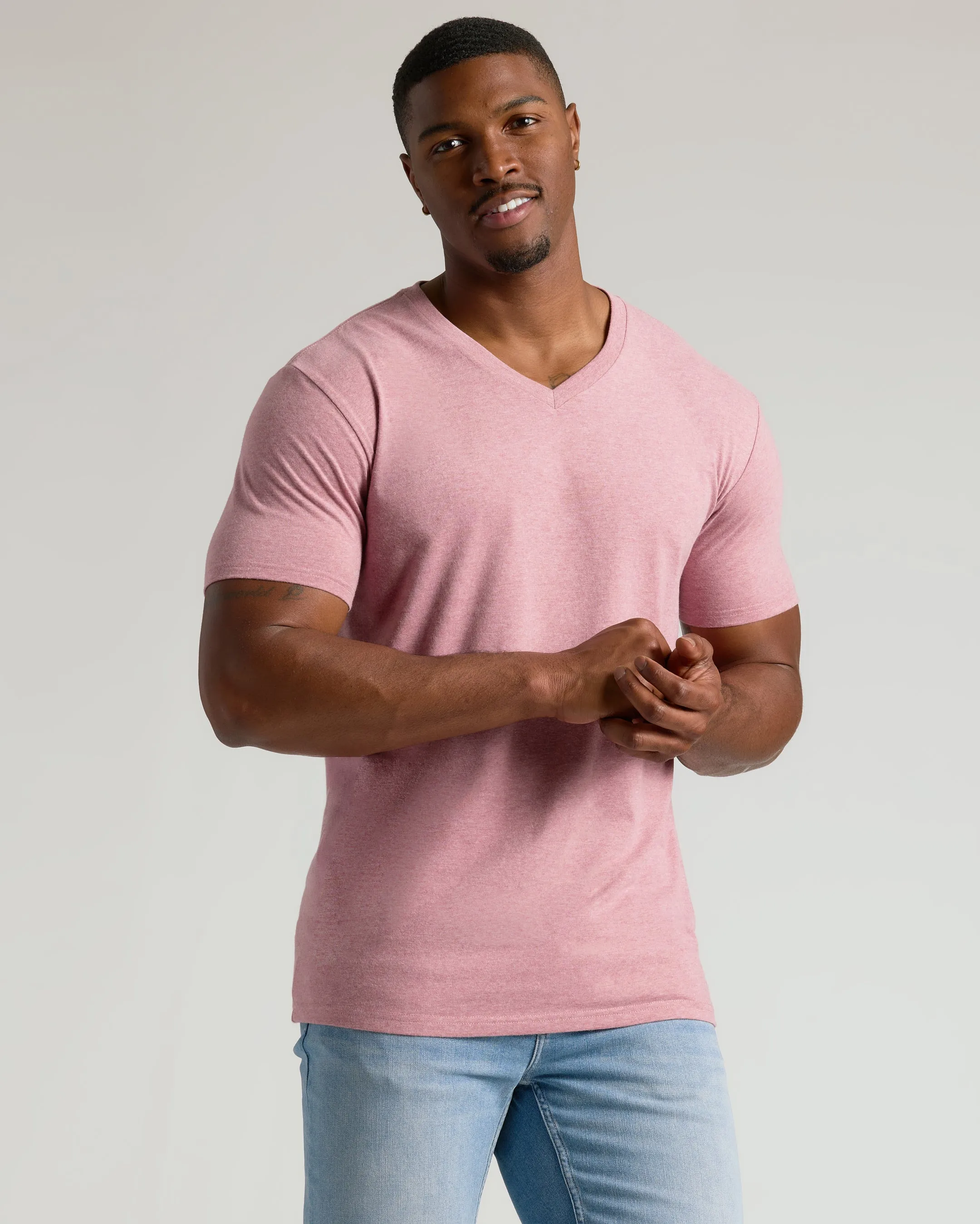 Light Heather Boysenberry Tall Classic V-Neck sold by True Classic