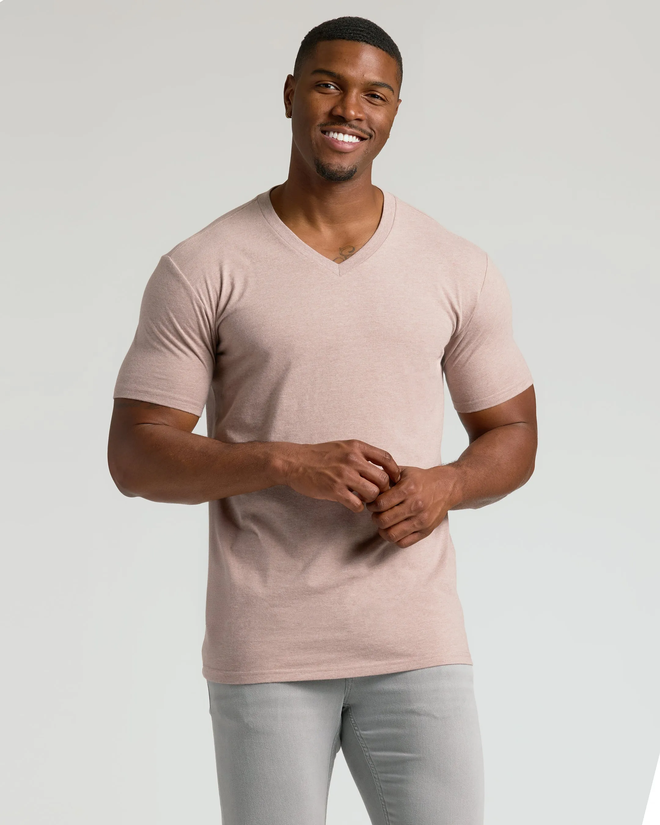 Light Heather Slate Mauve Tall Classic V-Neck sold by True Classic product image thumbnail 4