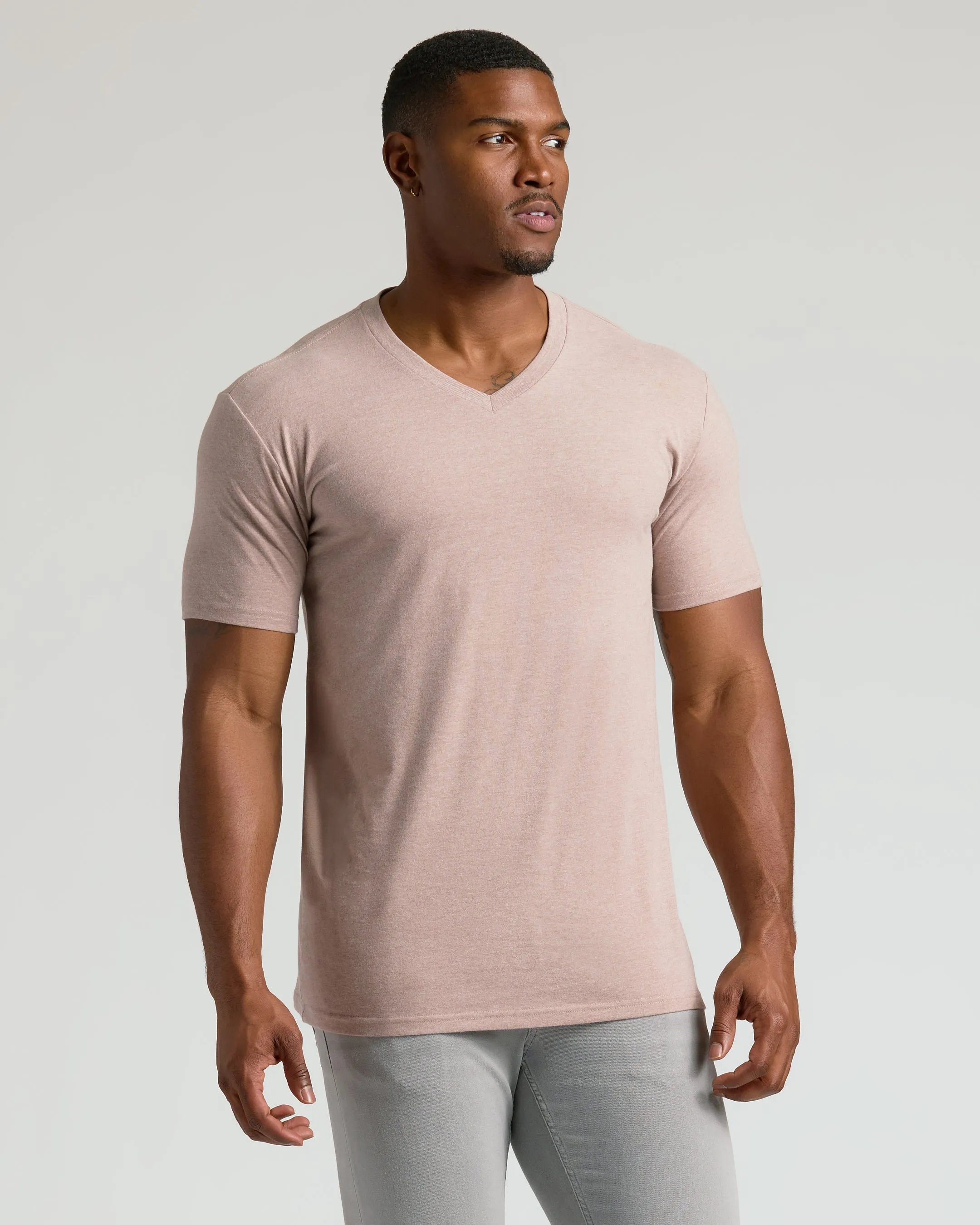 Light Heather Slate Mauve Tall Classic V-Neck sold by True Classic