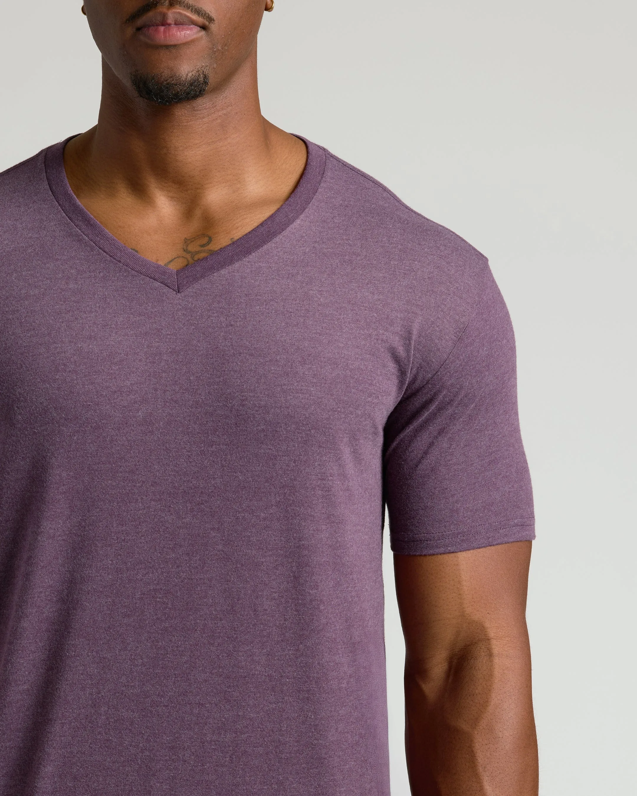 Dark Heather Plum Tall Classic V-Neck sold by True Classic product image thumbnail 4