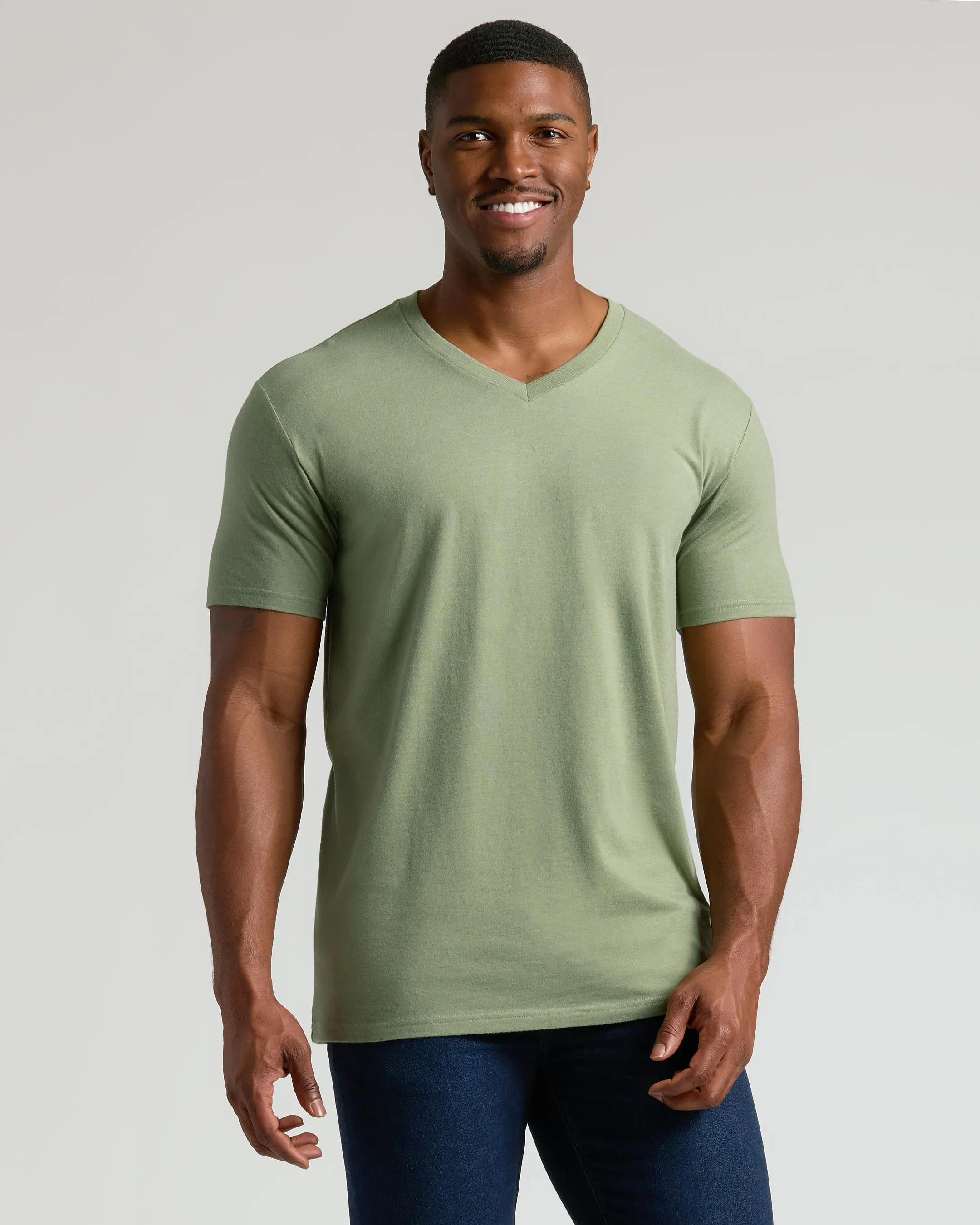 Dark Heather Bay Green Tall Classic V-Neck sold by True Classic