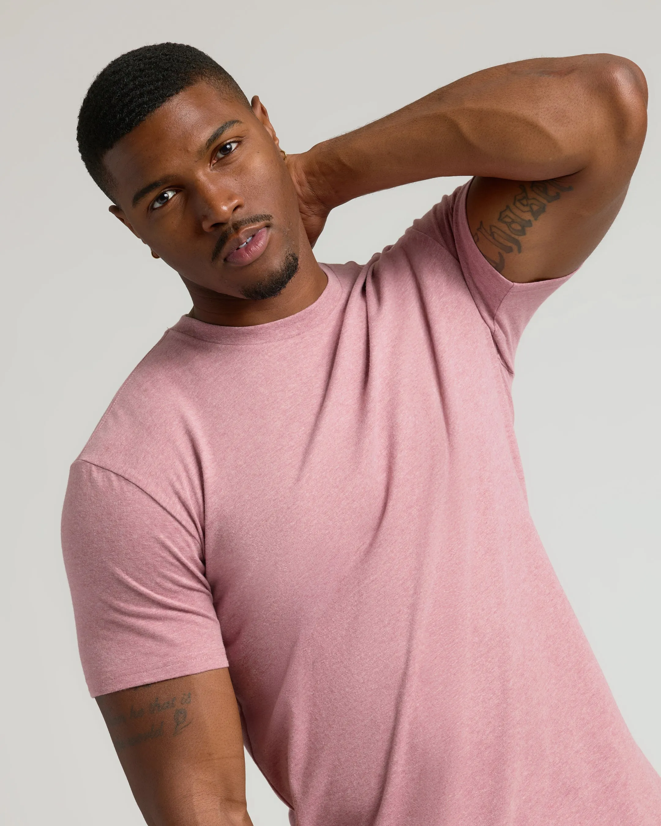Light Heather Boysenberry Tall Straight Hem Crew Neck T-Shirt sold by True Classic product image thumbnail 4